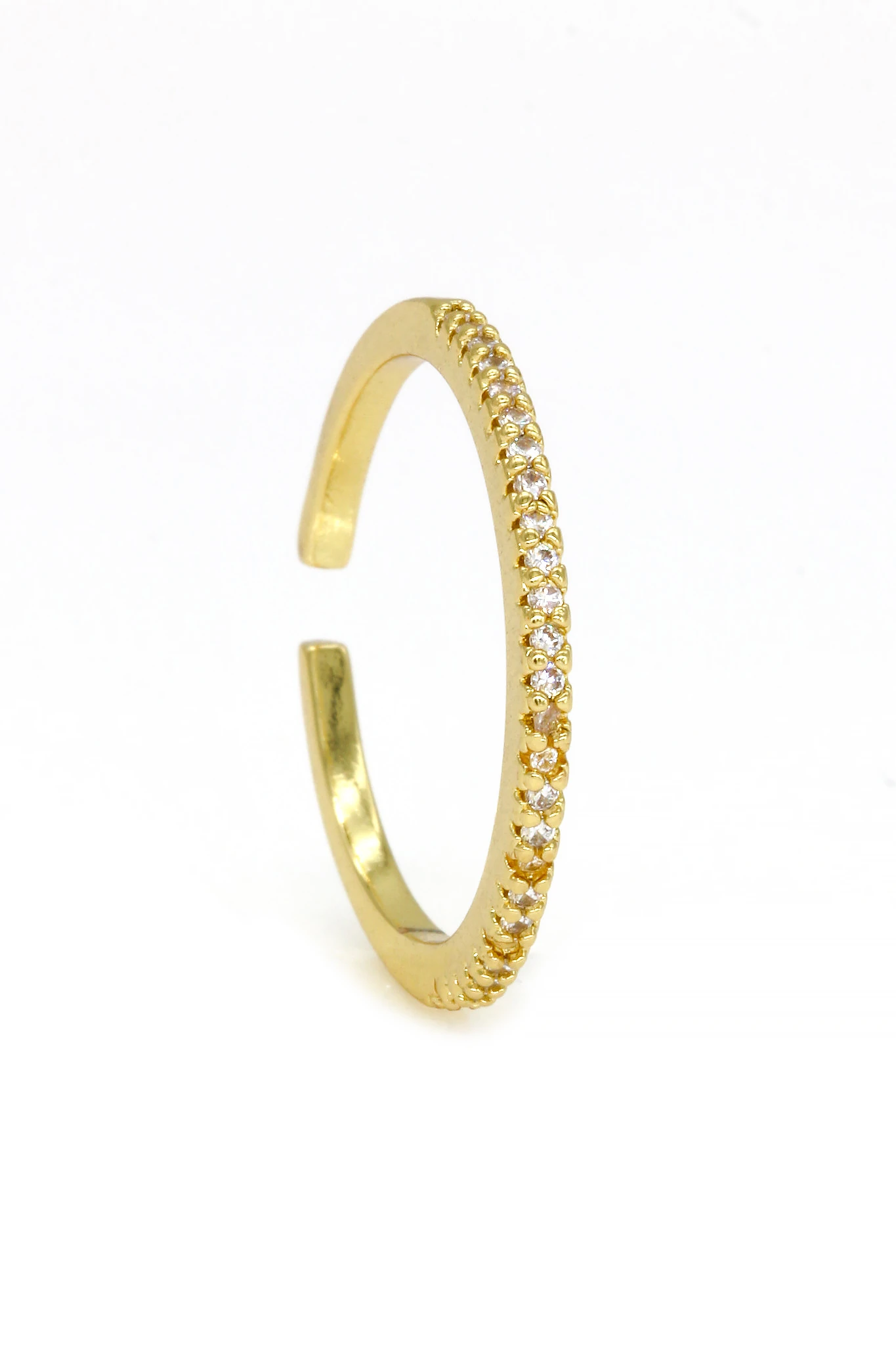 Ayarlanabilir Yüzük,İnce Mini Sıralı Zirkon Taşlı - Gold