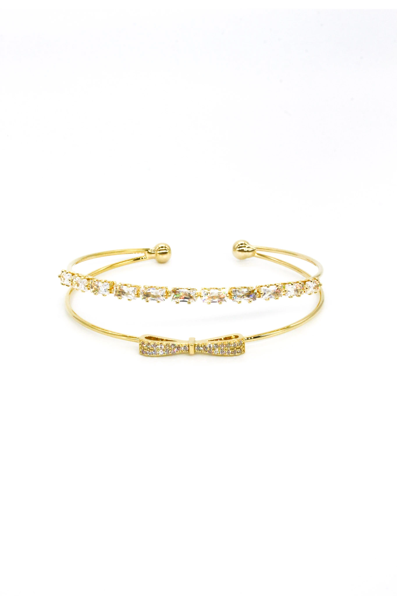 Tel C Kelepçe Bileklik,Zirkon Taşlı Fiyonglu