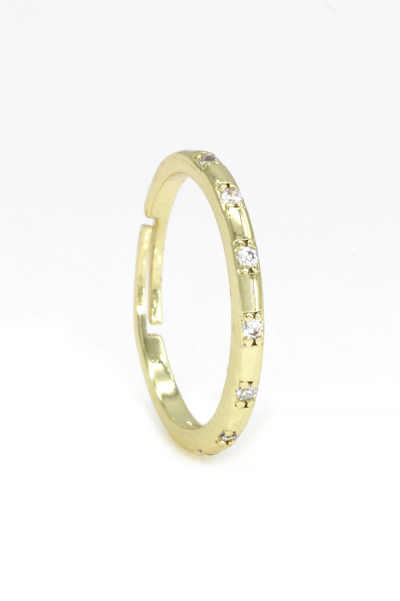 Ayarlanabilir Yüzük,Yedi Sıralı Zirkon Taşlı - Gold