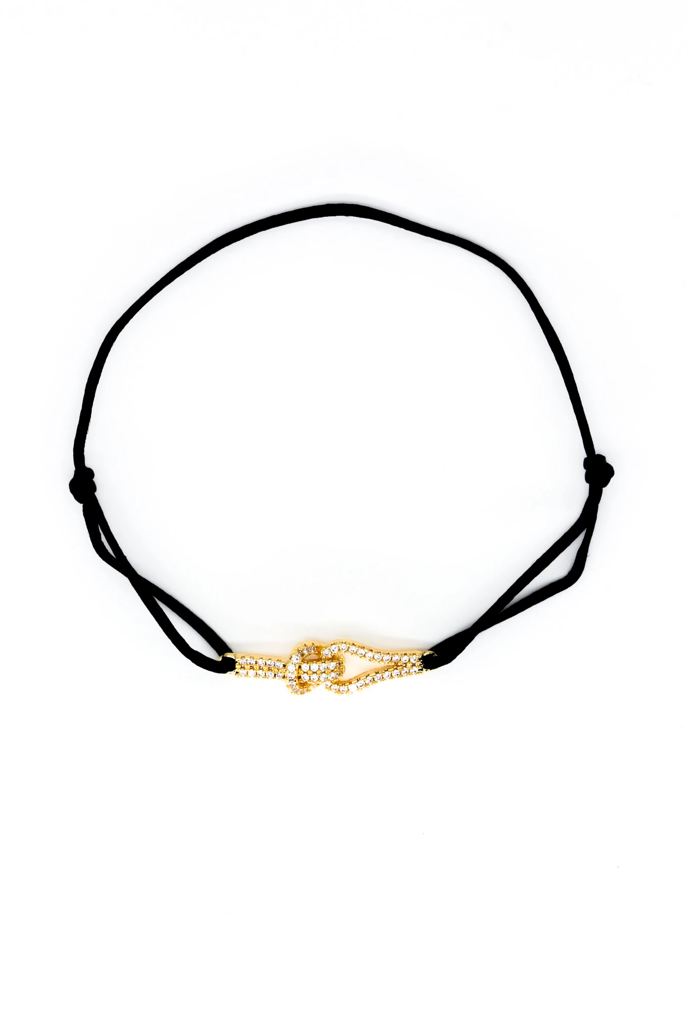 Siyah İpli Asansör Bileklik,Zirkon Taşlı Düğüm