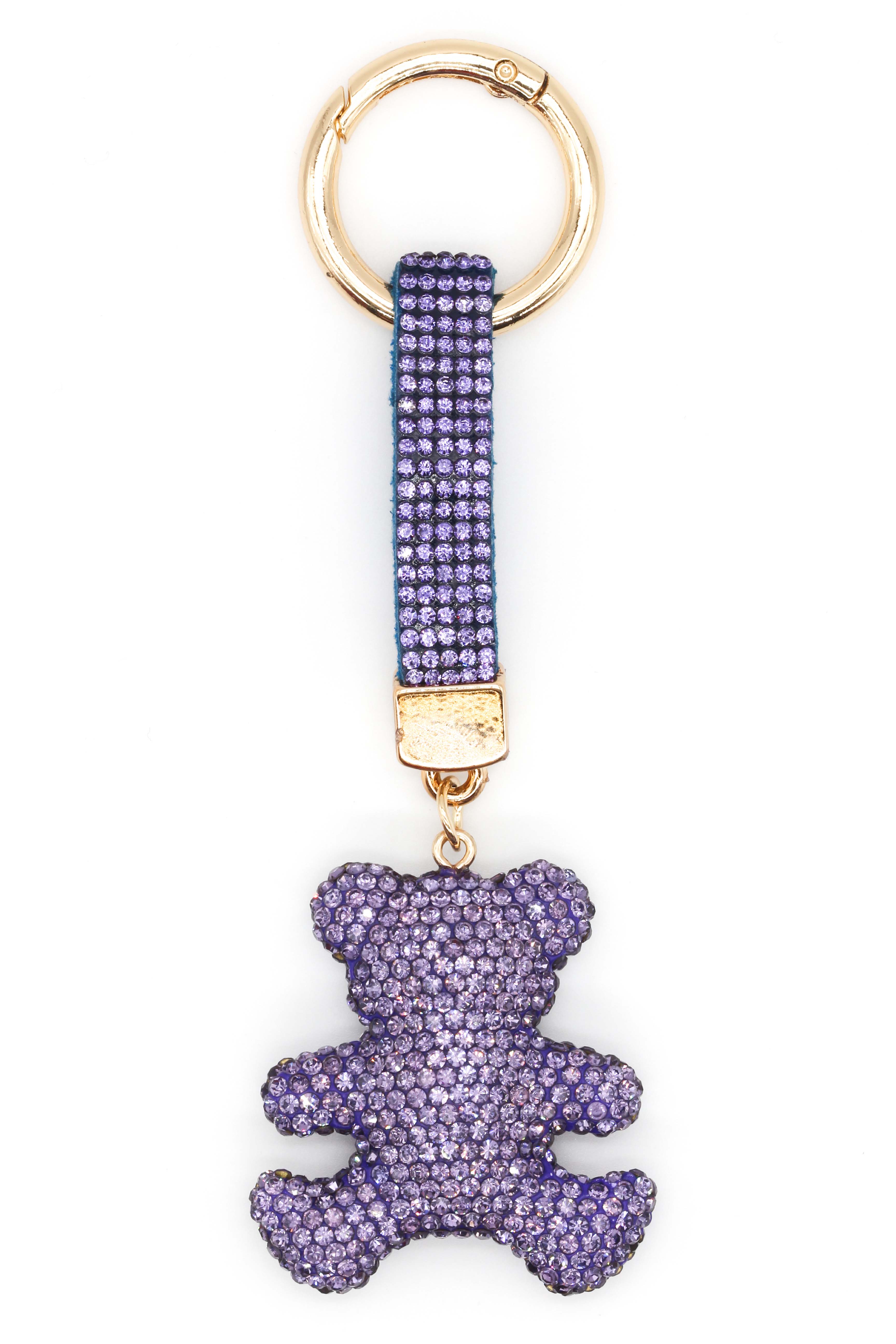 Taşlı Ayıcıklı Anahtarlık - Mor