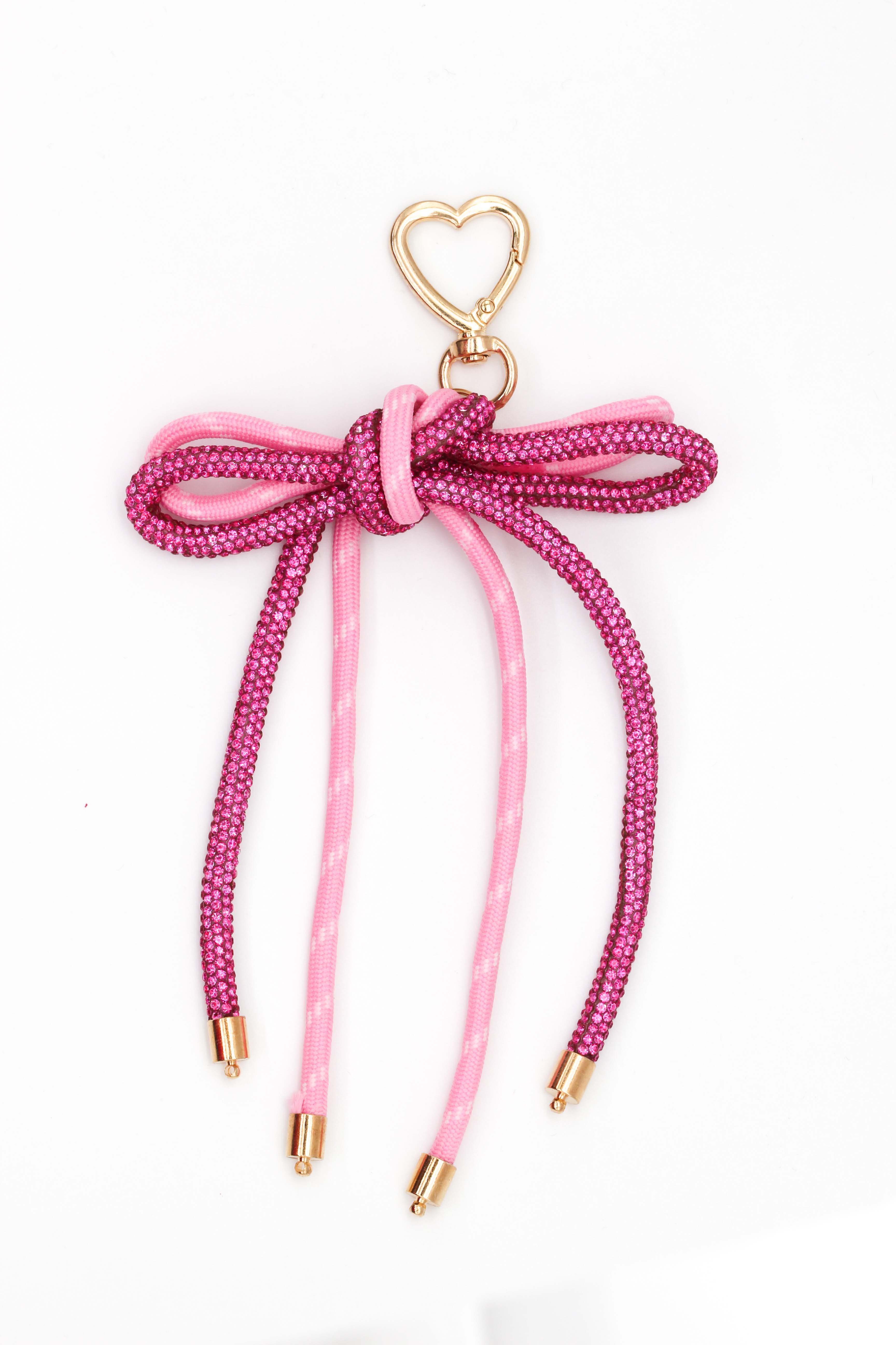 Taşlı İpli Fiyong Anahtarlık - Pembe