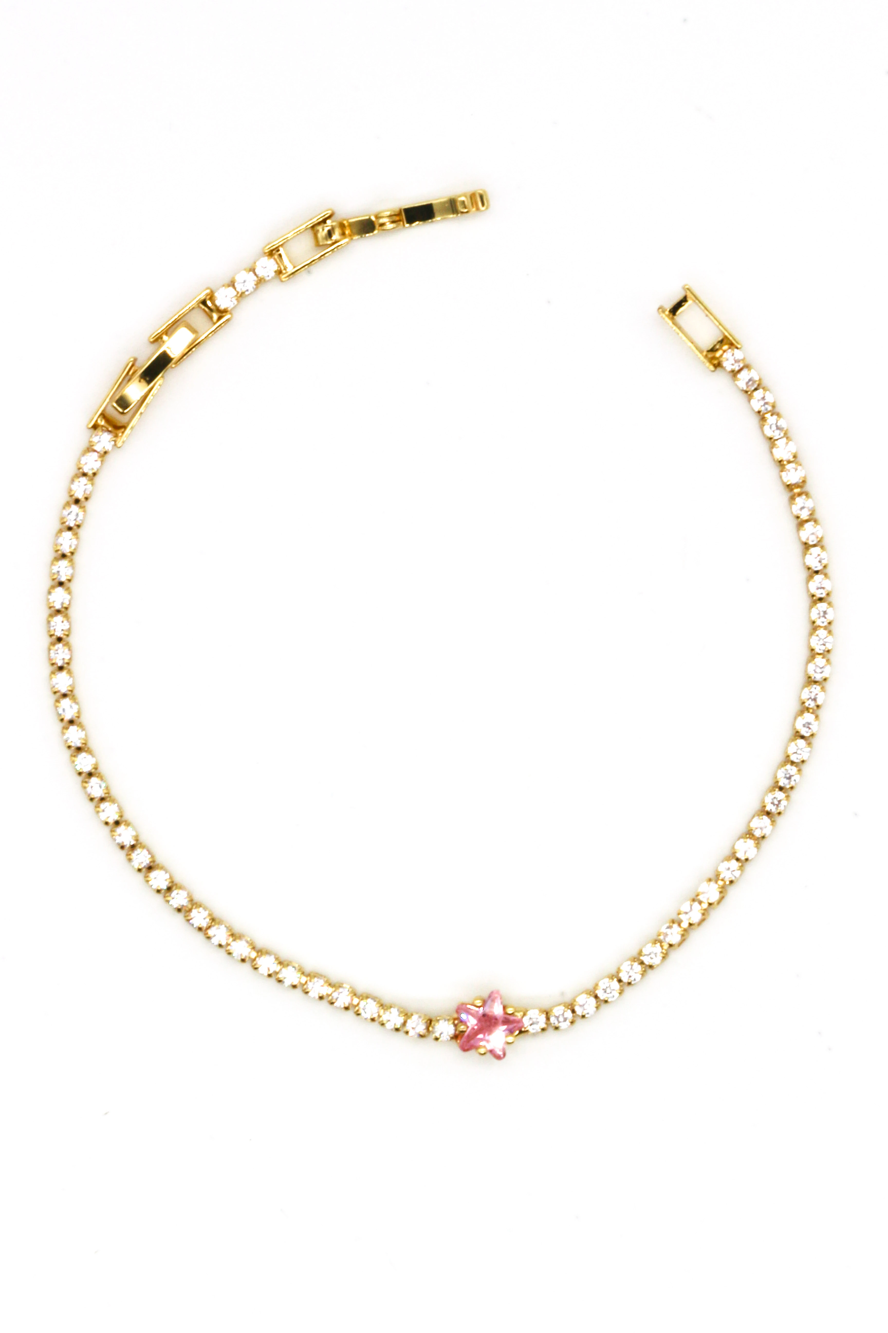 Çelik Suyolu Bileklik,Pempe Taşlı Yıldızlı