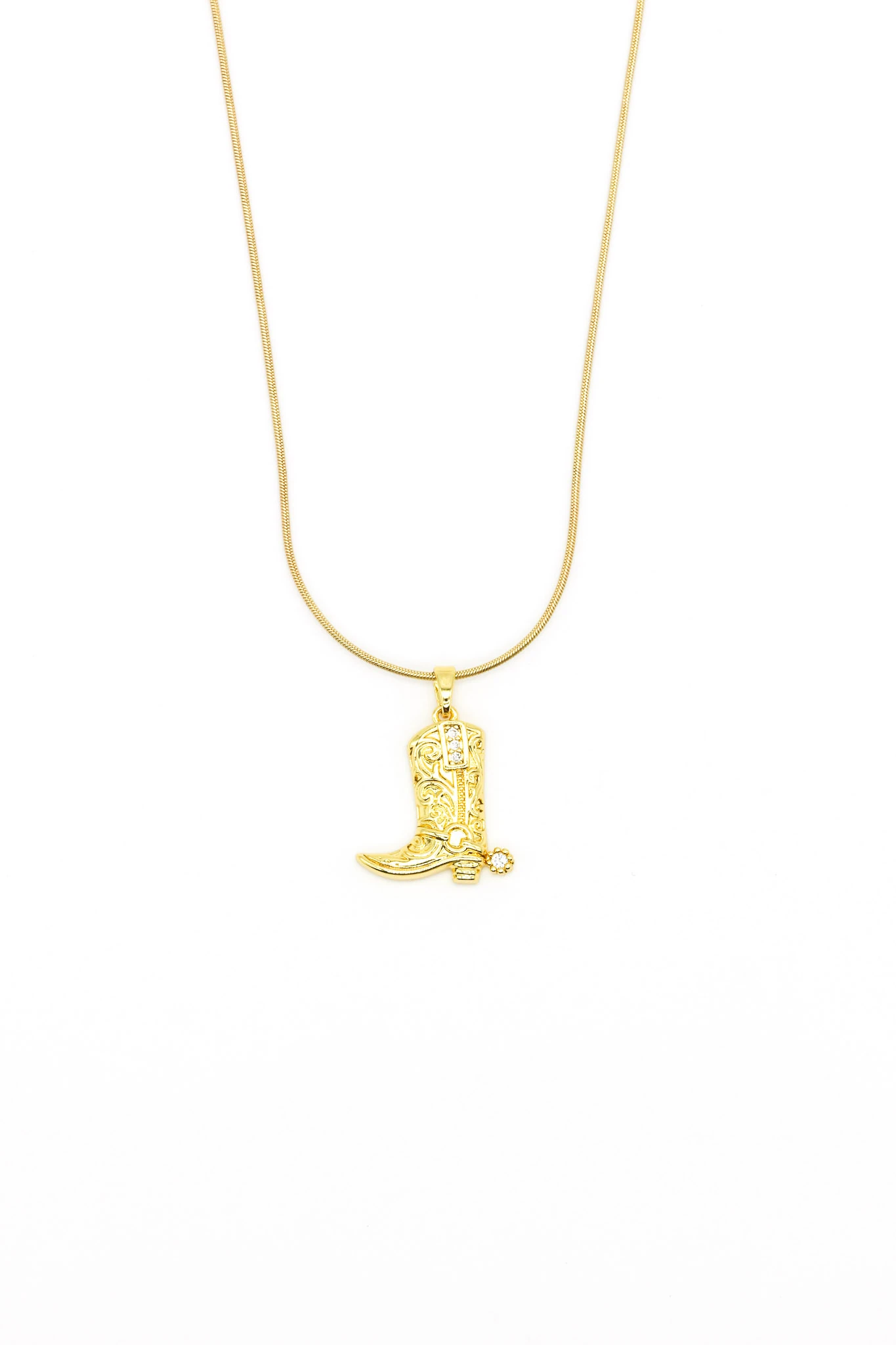 Çelik Zirkon Taşlı Çizme Figürlü Kolye