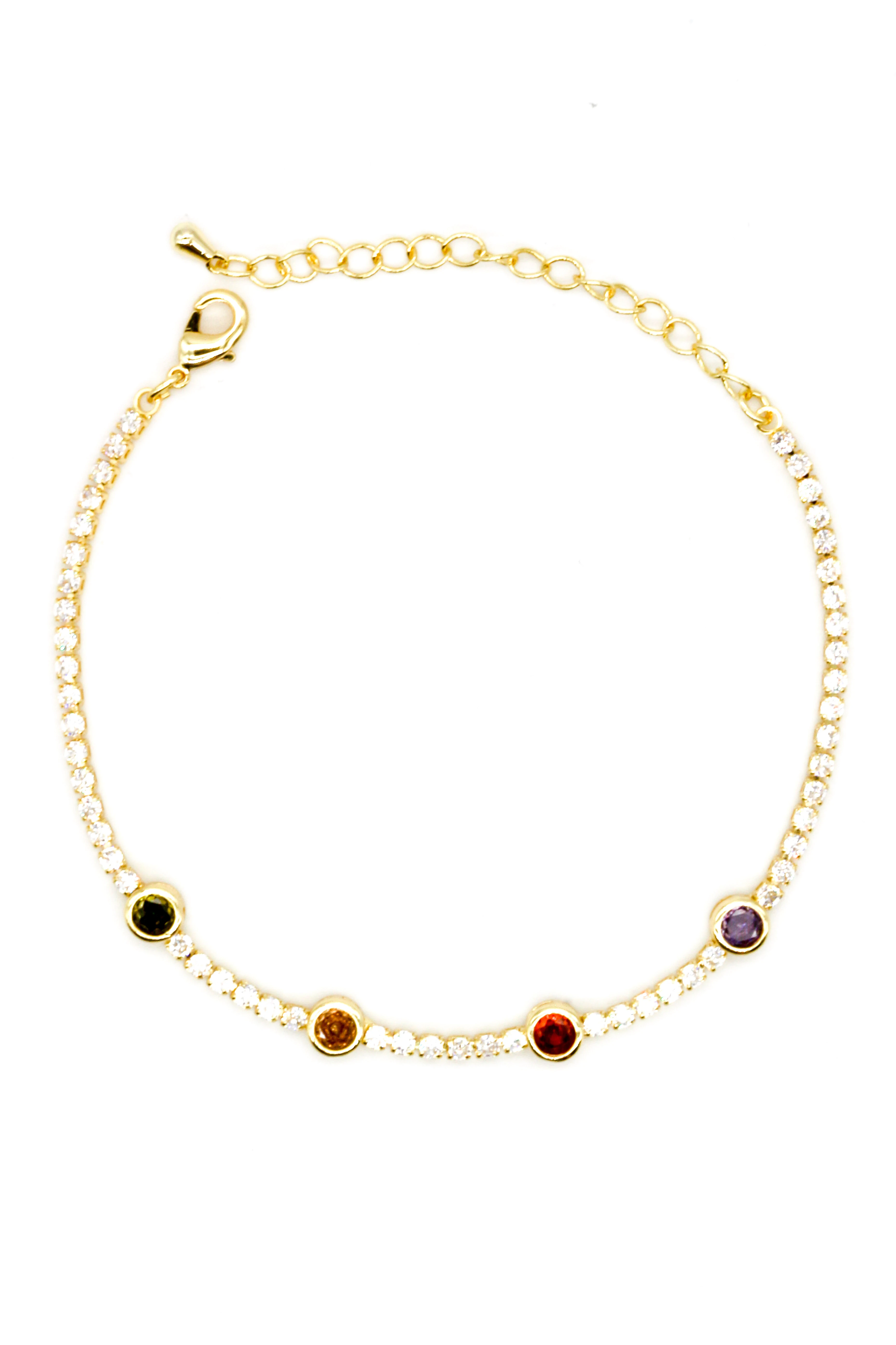 Zirkon Taşlı Suyolu Bileklik,Renkli Oval Taşlı