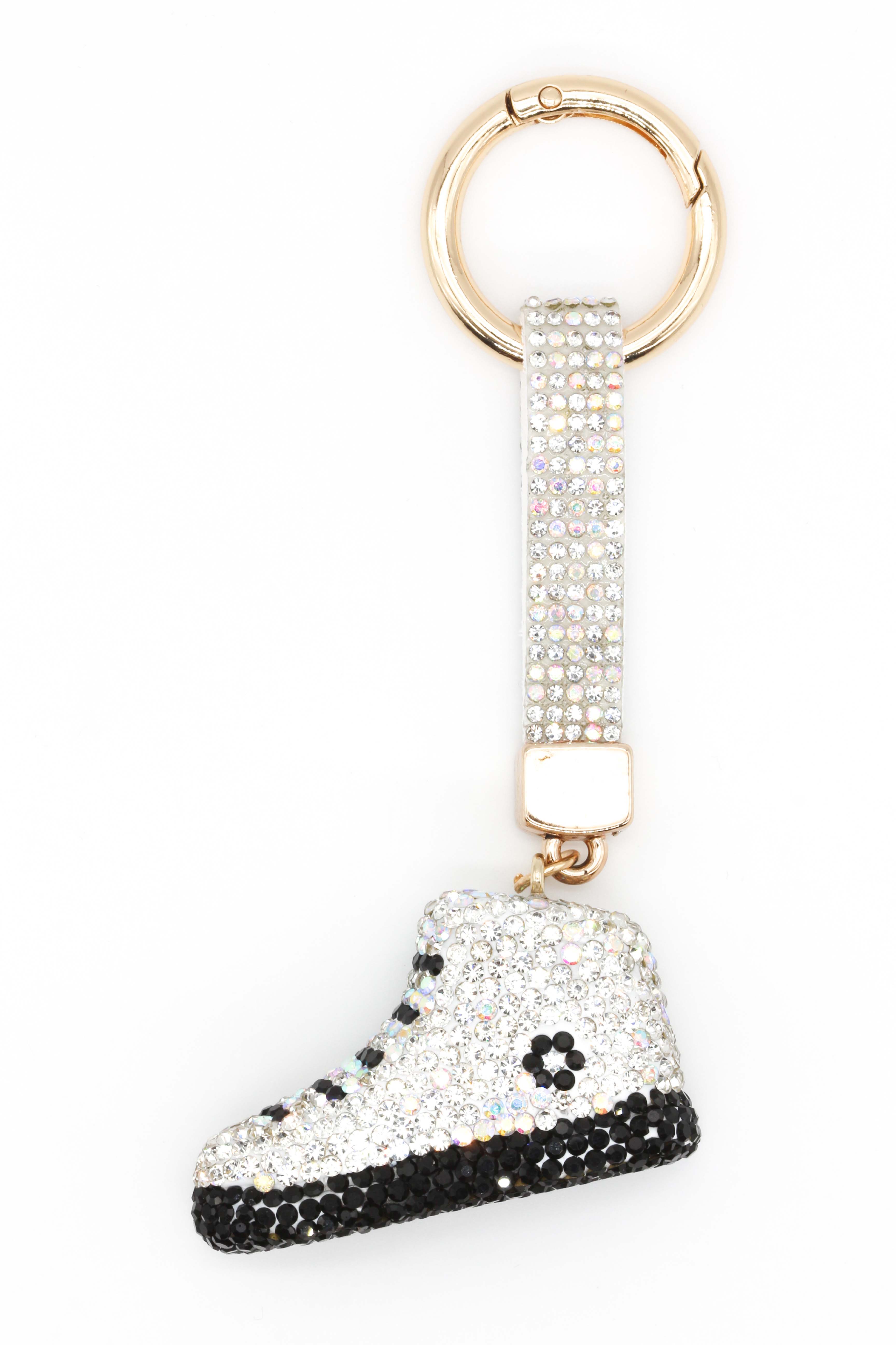 Taşlı Ayakkabı Anahtarlık - Beyaz