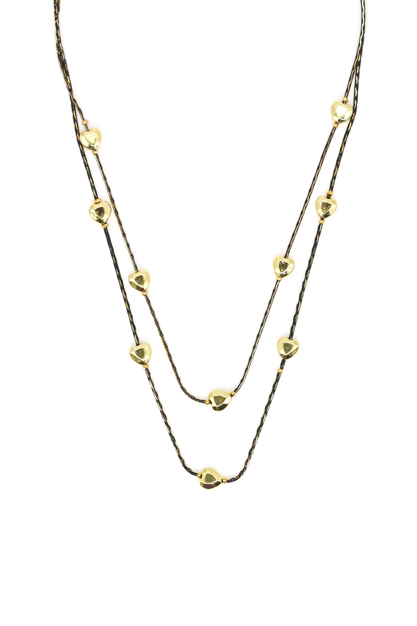 Çelik Bombe Kalpli İkili Kombin Siyah Zincirli Kolye