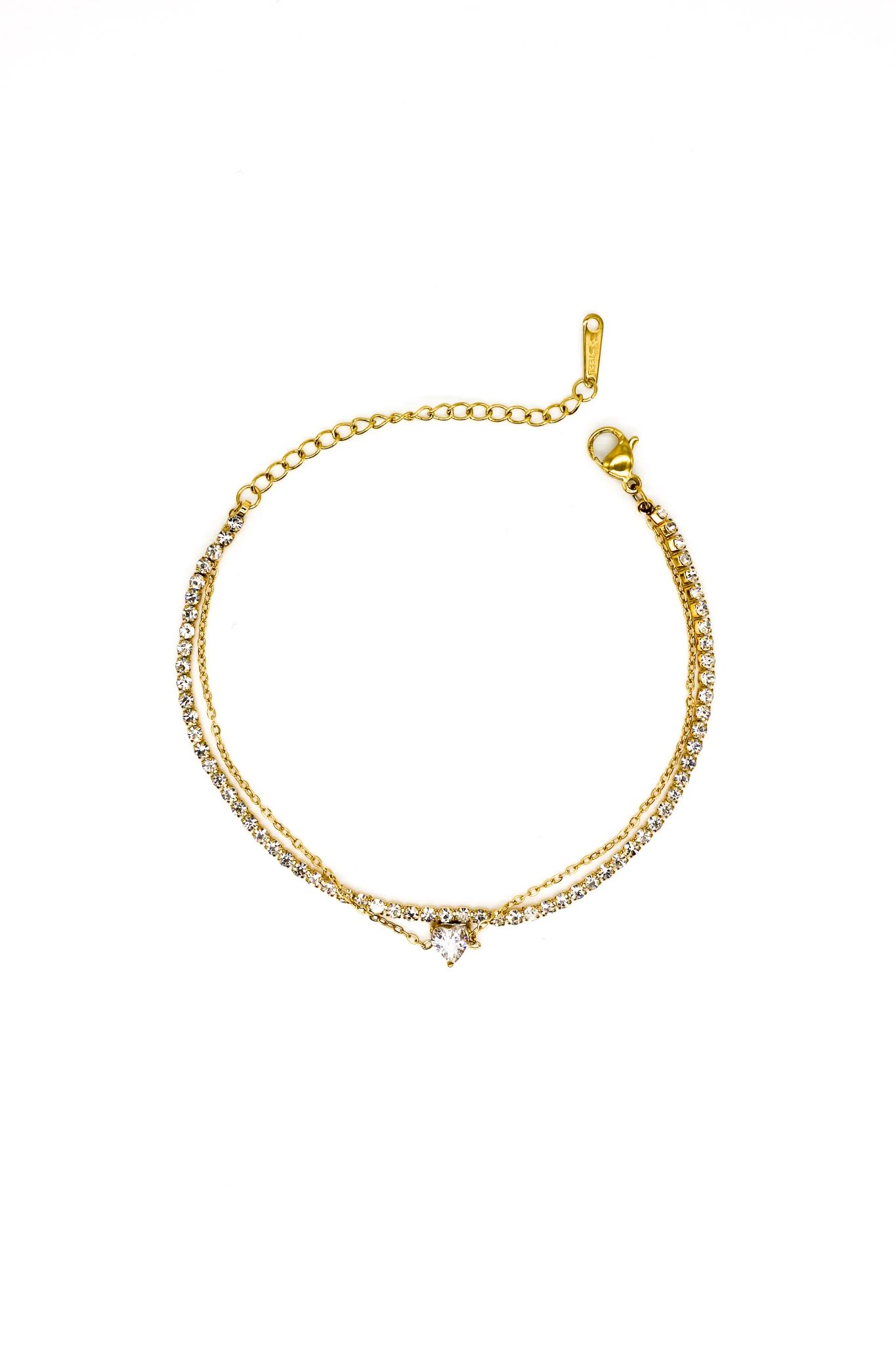 Çelik Beyaz Kalpli Suyolu Kombin Bileklik