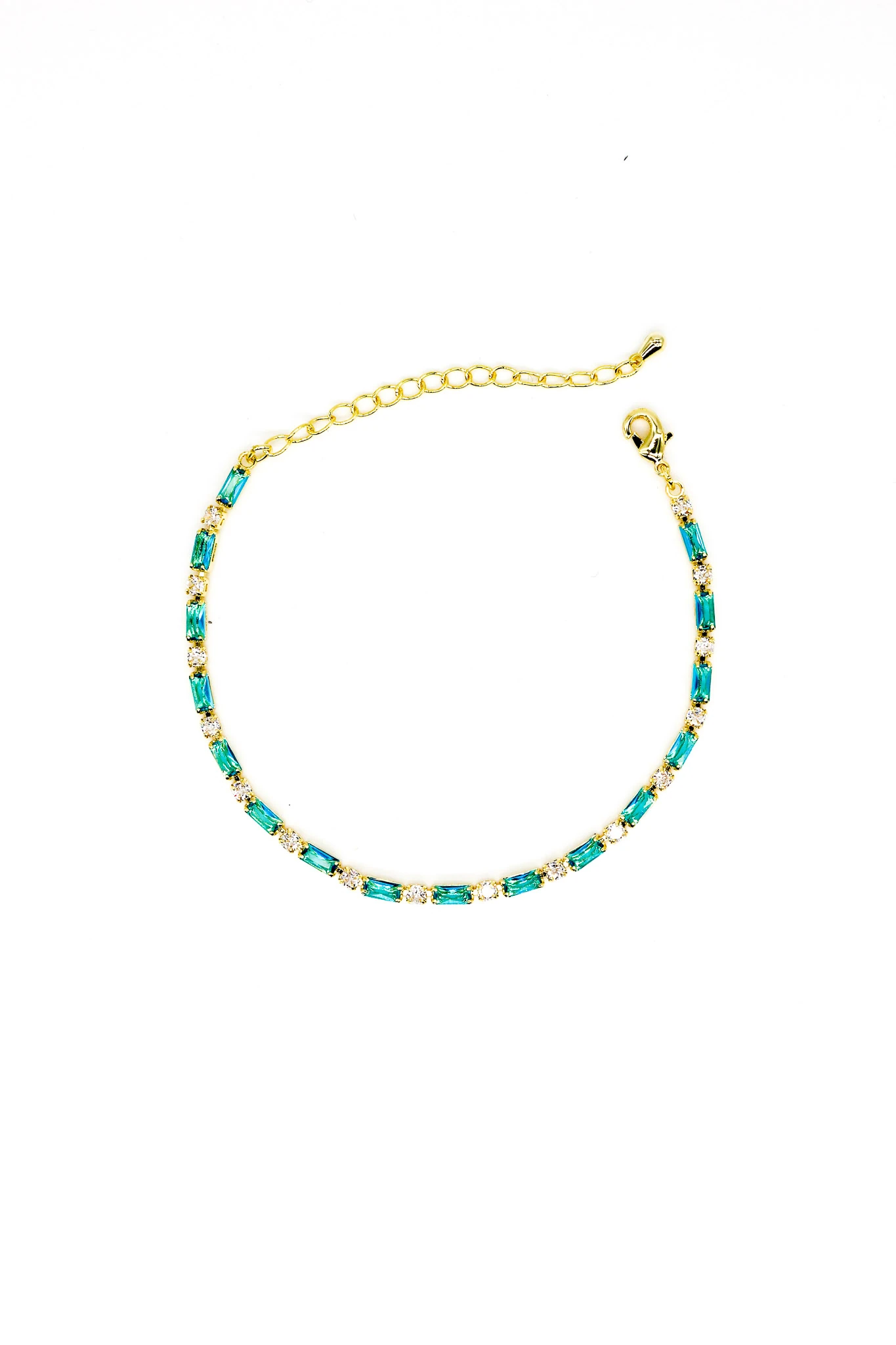 Turkuaz Renkli Dikey Baget Taşlı Suyolu Bileklik