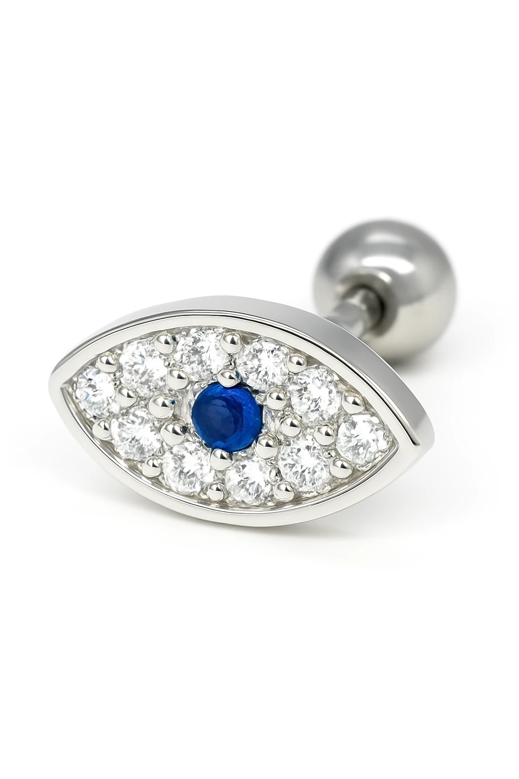 Zirkon Taşlı Tragus Küpe,Nazar Gözlü