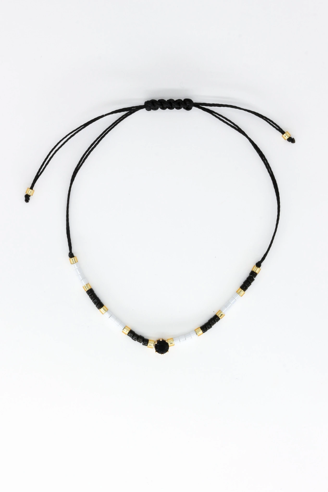 Makrome Siyah İpli Asansör 12li Set Bileklik,Boncuklu,Siyah Tektaşlı