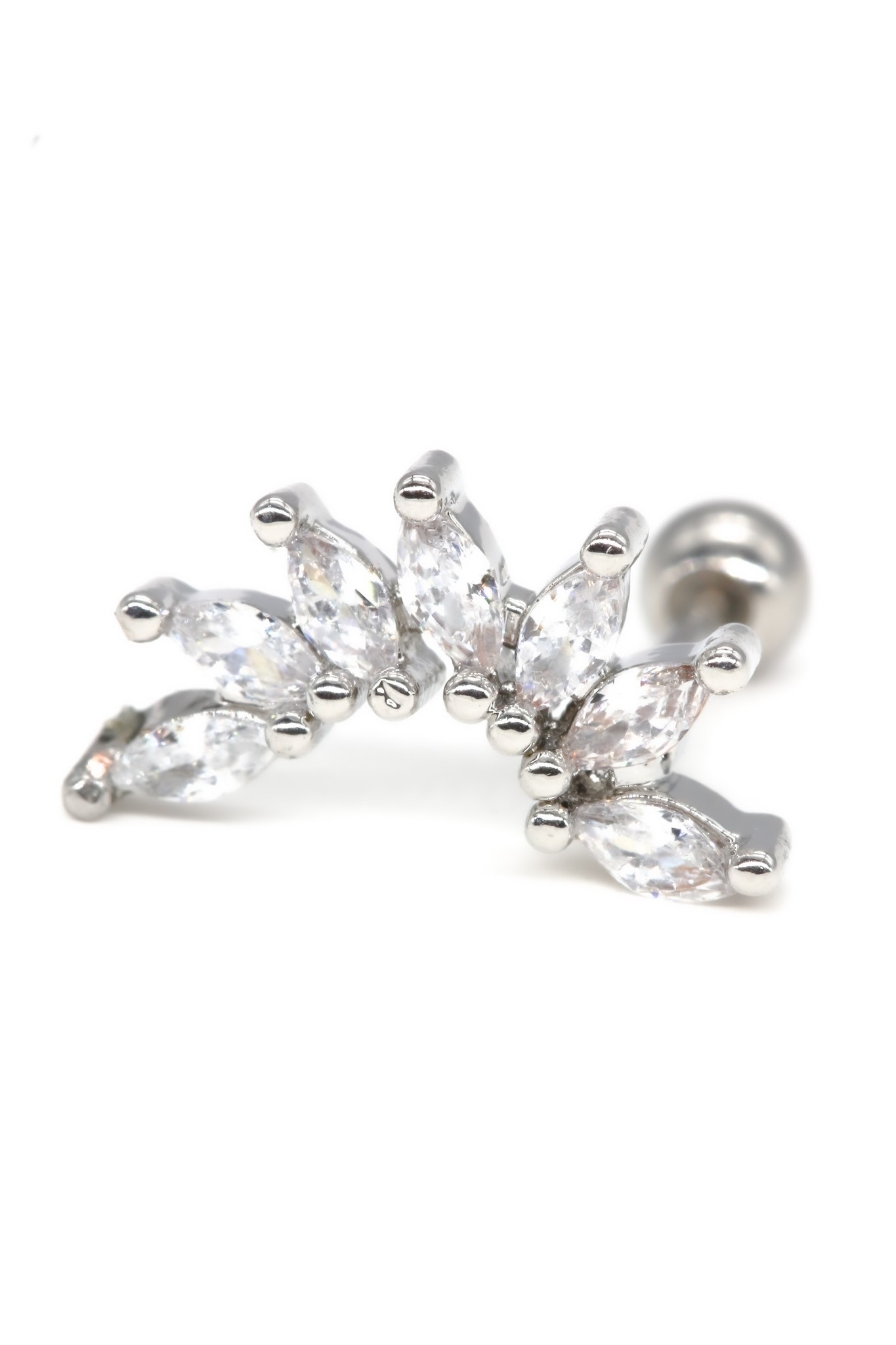 Zirkon Taşlı Tragus Küpe,Yedi Taşlı Güneş