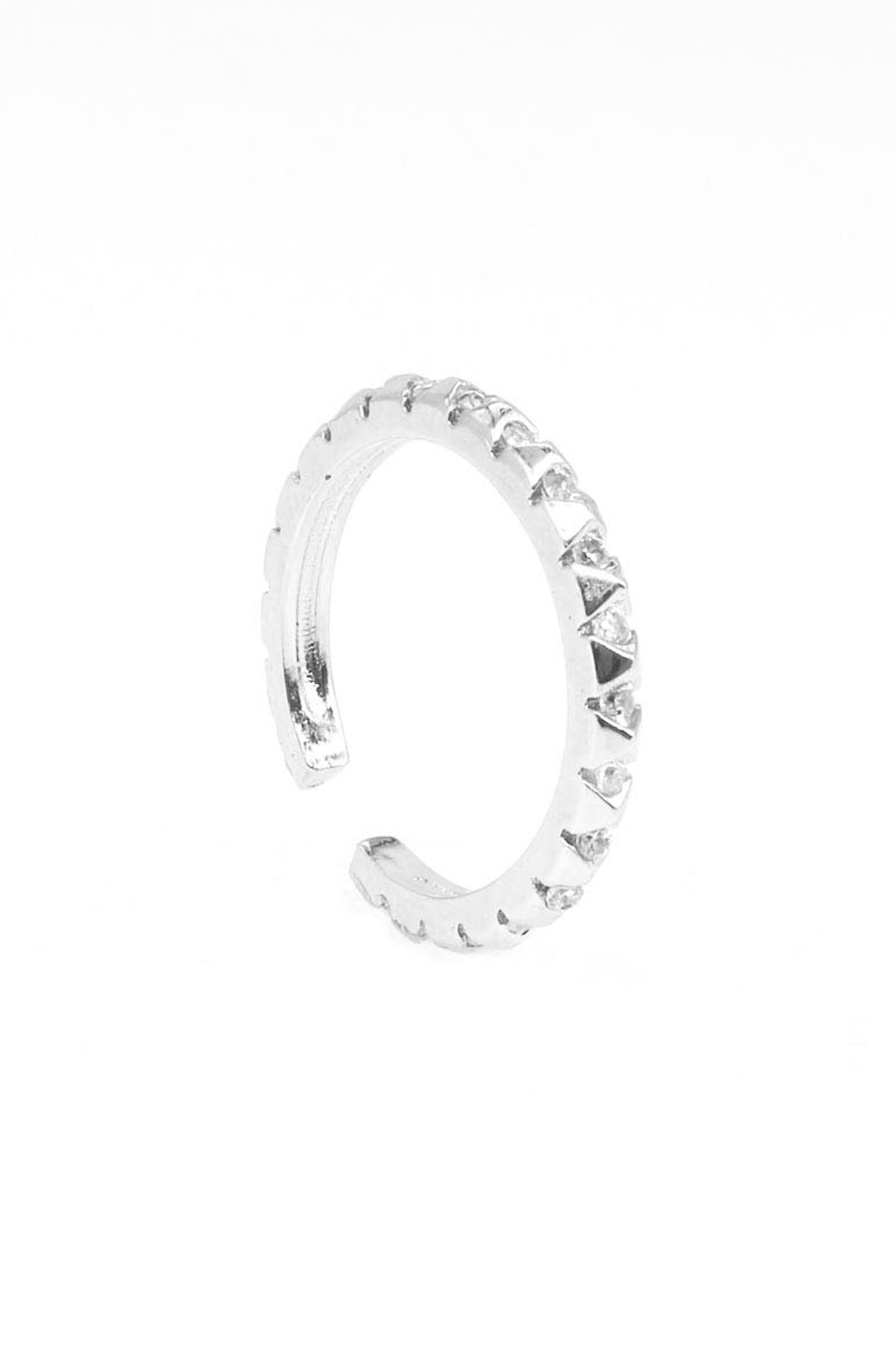Ayarlanabilir Yüzük, Sıralı Zirkon Taşlı Piramit - silver