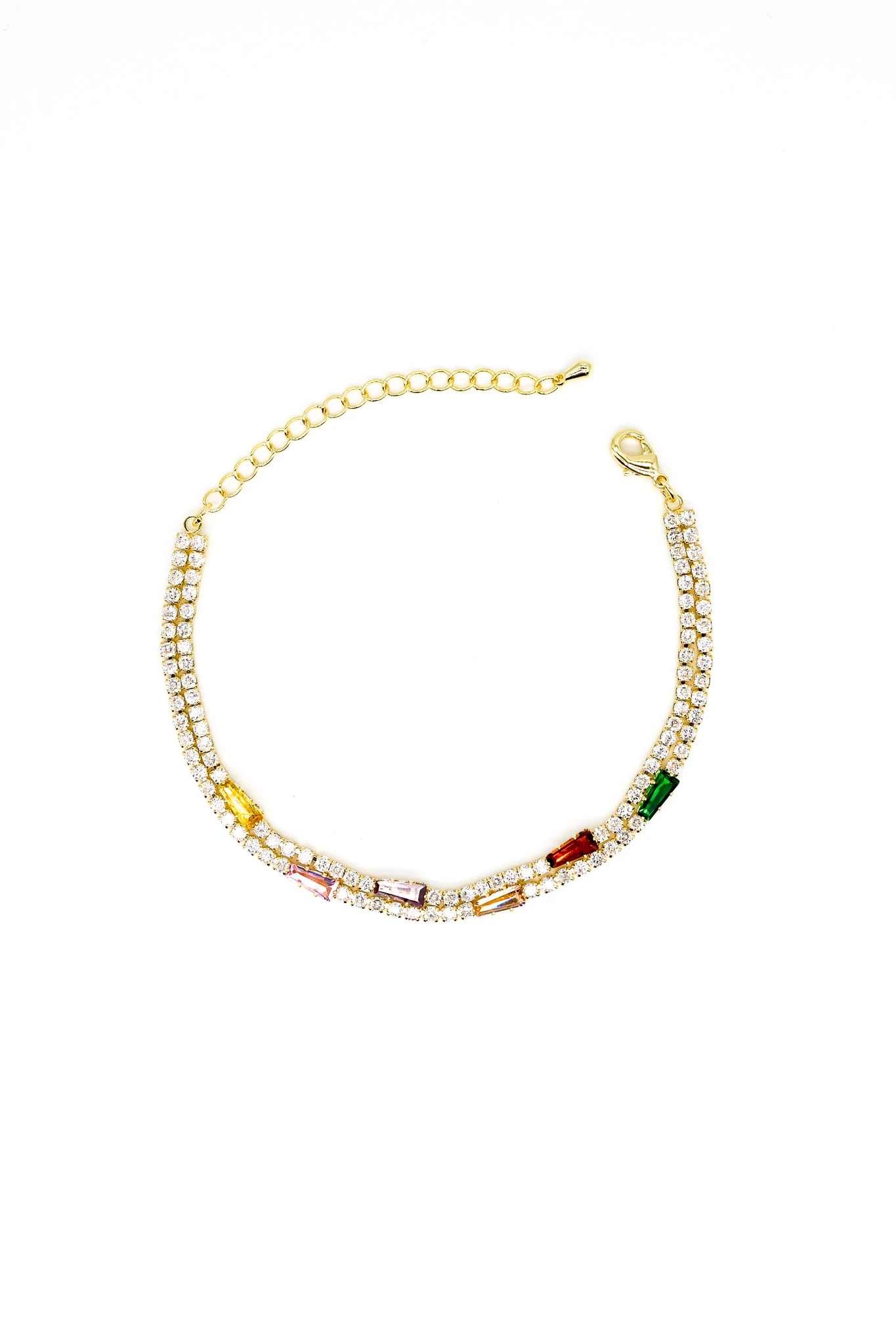 Renkli Baget,Beyaz Kare Taşlı Suyolu Bileklik