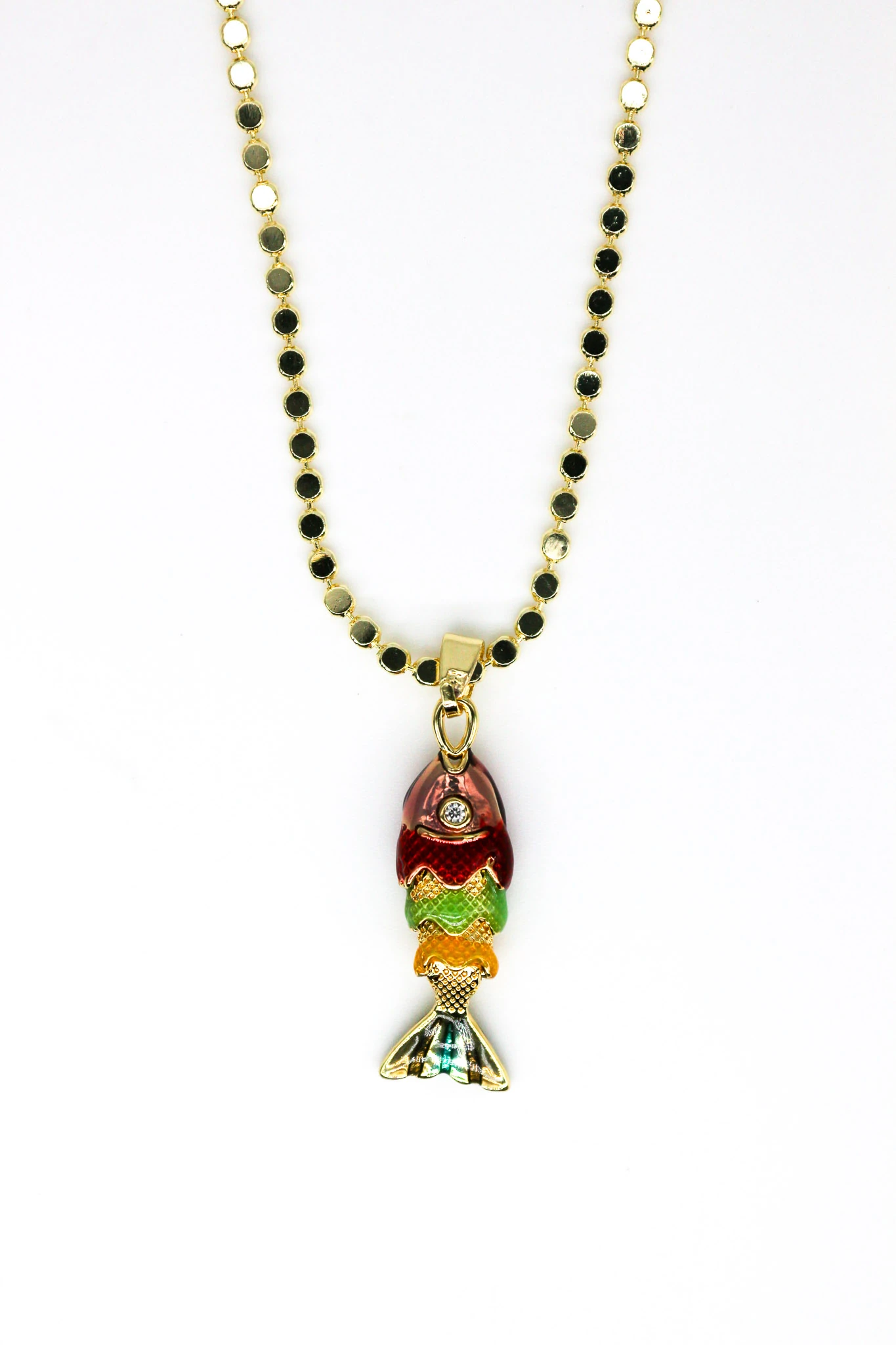 Renkli Mineli Küçük Balık Zincir Kolye