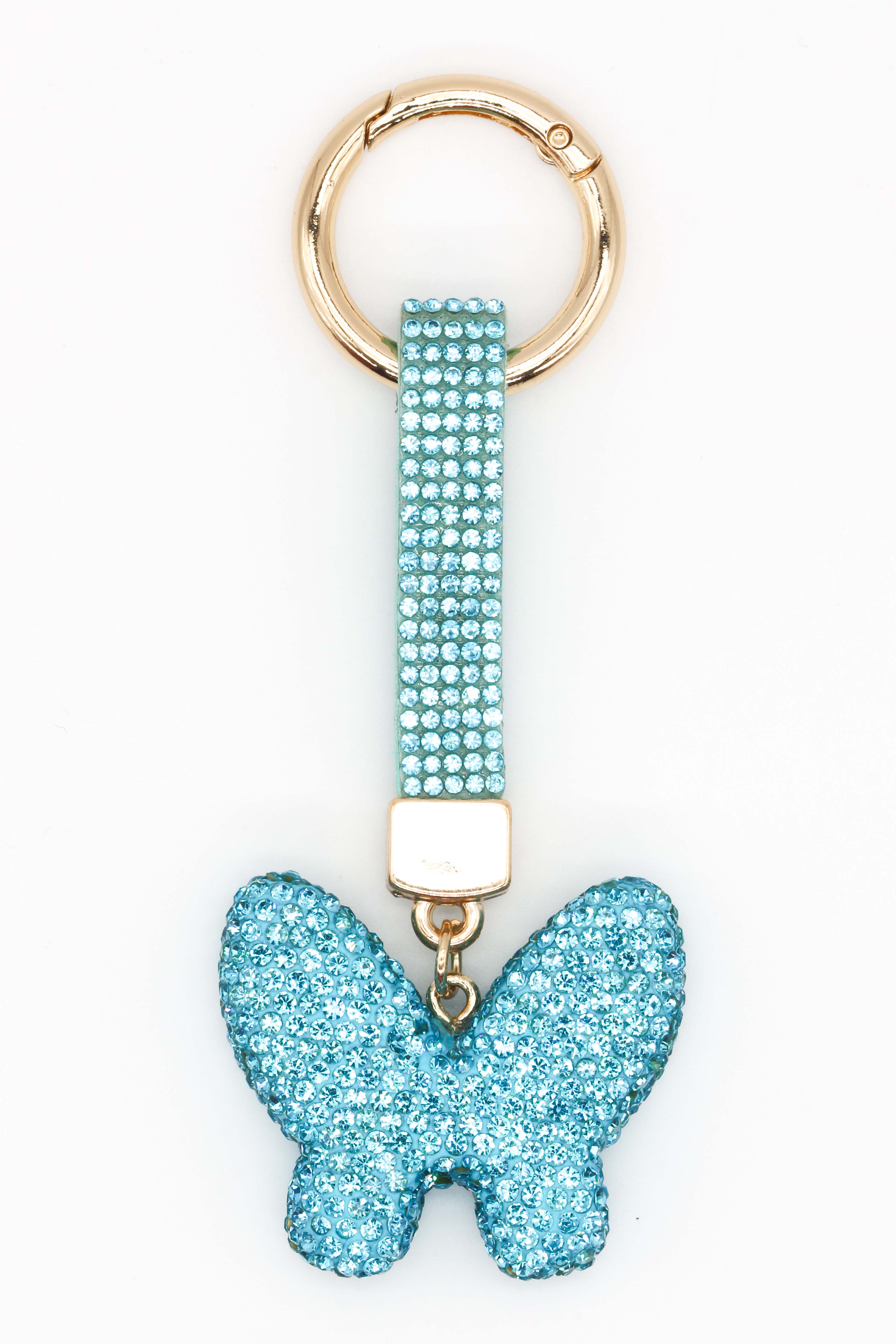 Taşlı Kelebekli Anahtarlık - Turkuaz