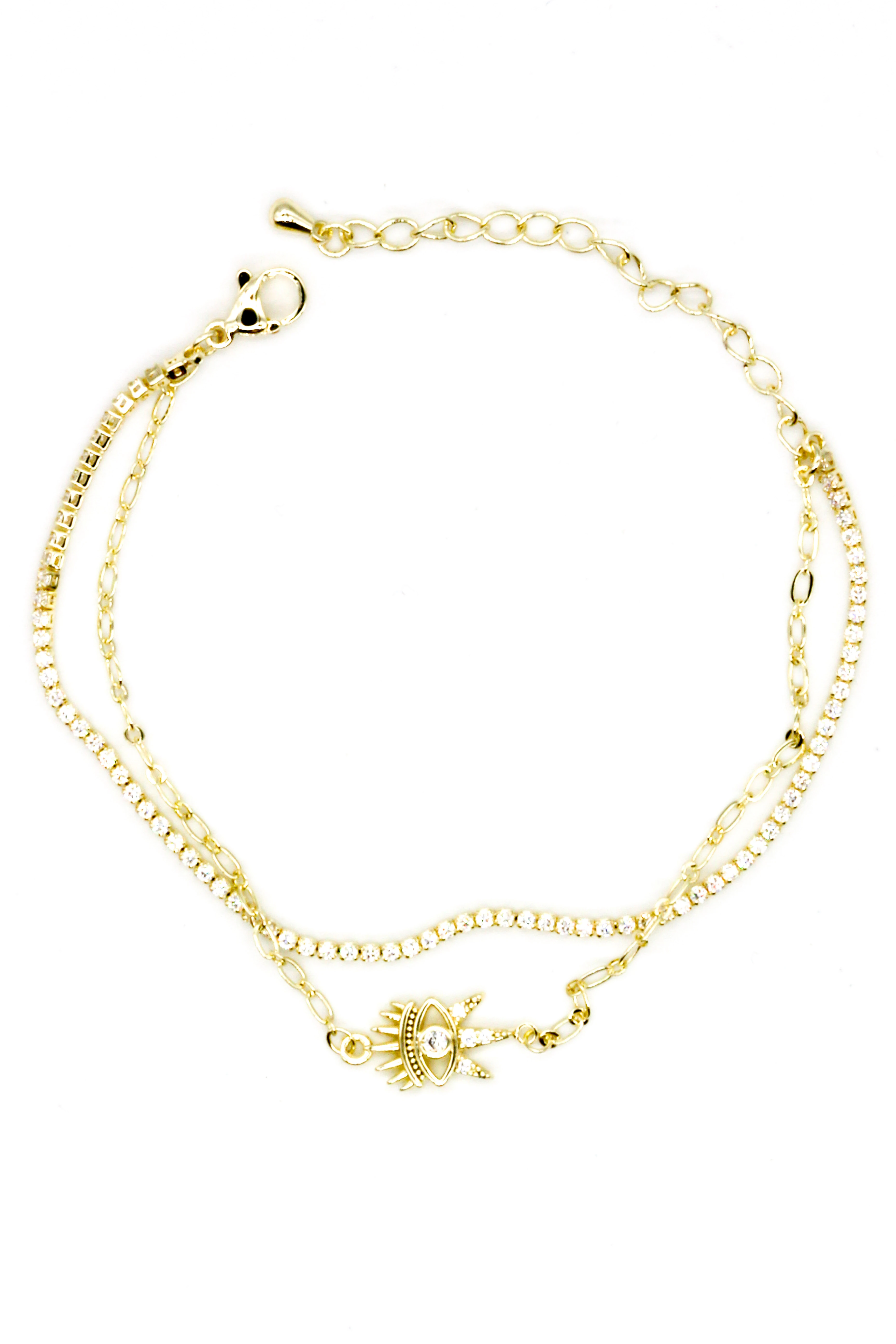 Zirkon Taşlı Suyolu Kombin Bileklik,Göz Kirpikli