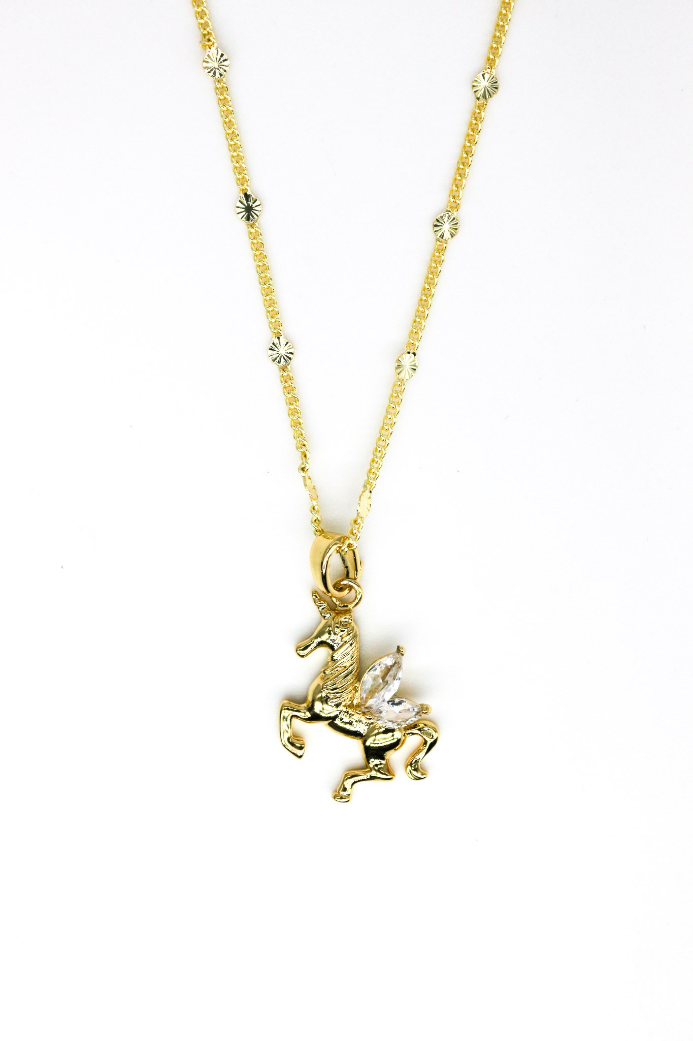 Zirkon Taşlı Pegasus At Figürlü Zincir Kolye