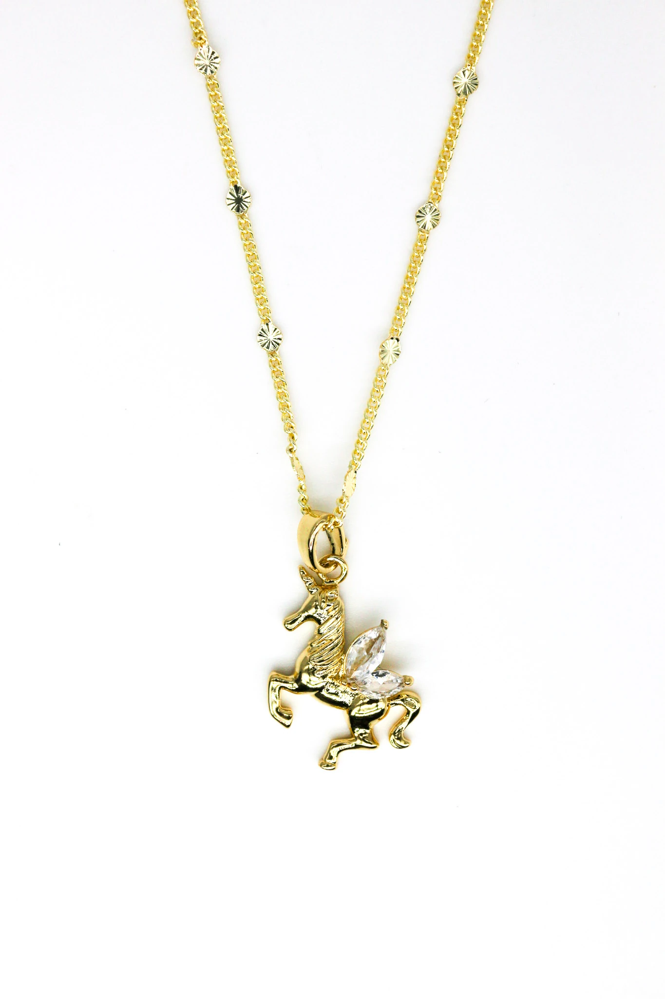 Zirkon Taşlı Pegasus At Figürlü Zincir Kolye