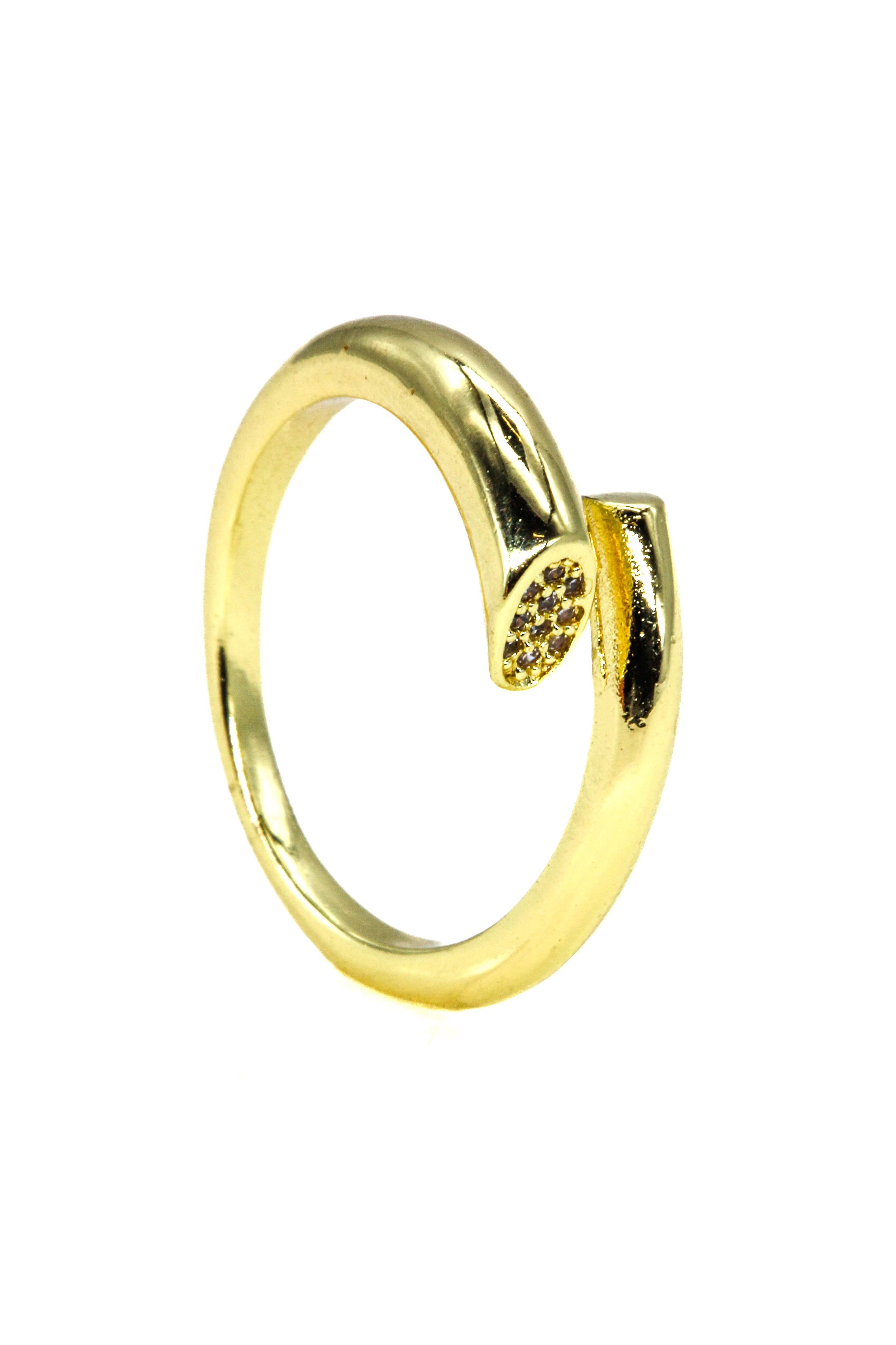 Zirkon Taşlı Ayarlanabilir Yüzük - Gold