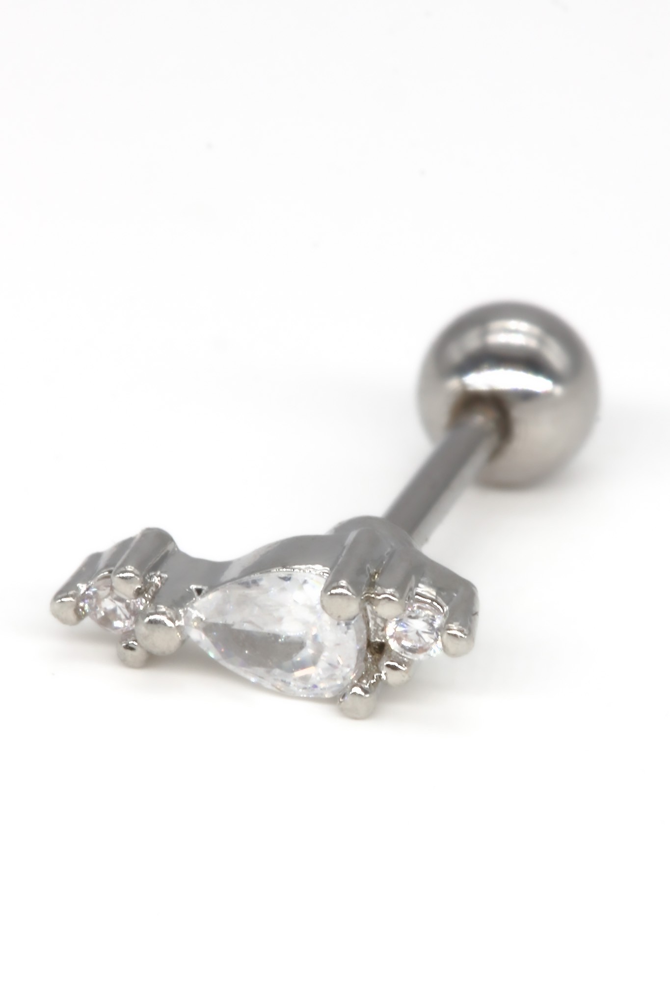 Zirkon Taşlı Tragus Küpe,Tek Arpa Taşlı