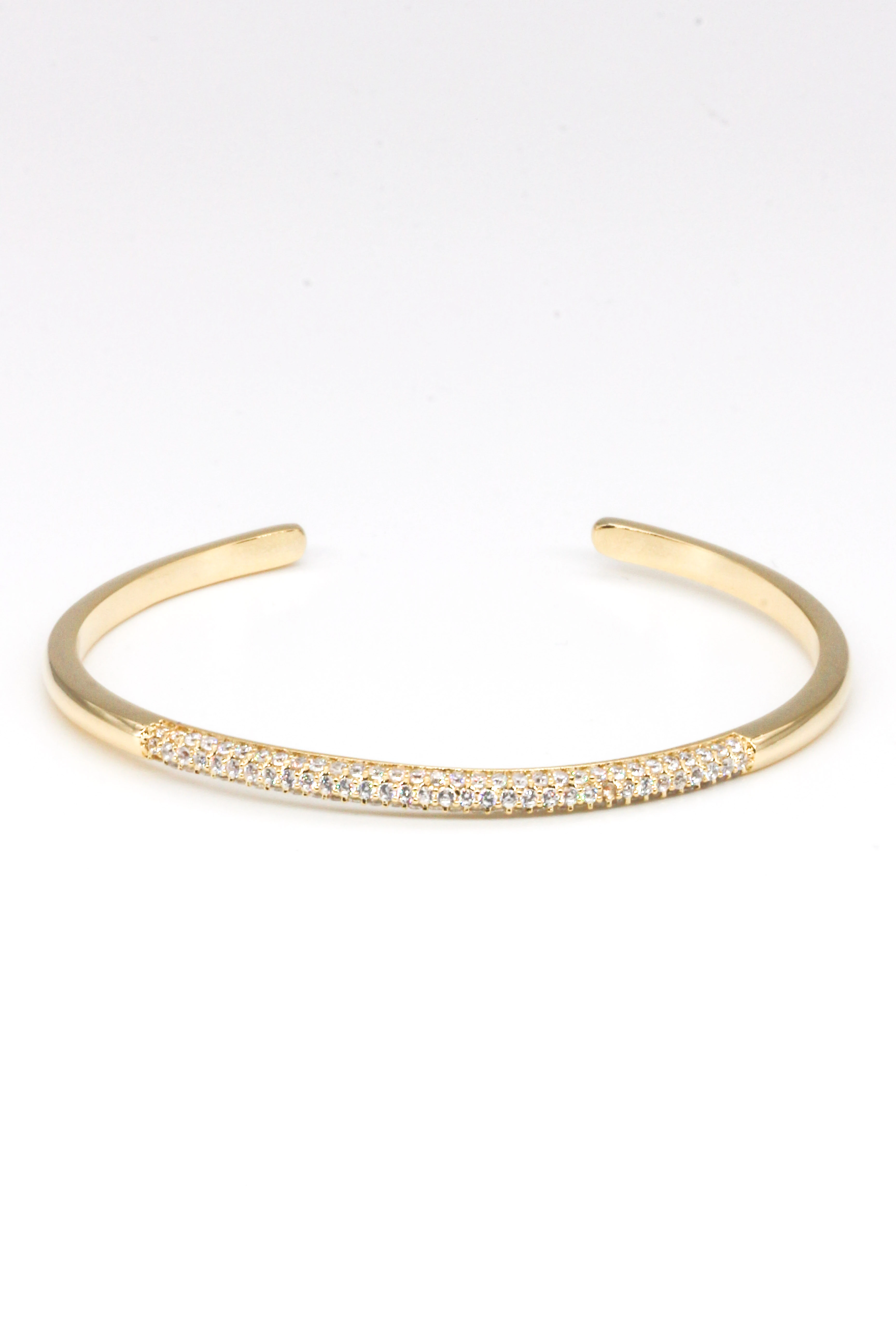 Tel C Kelepçe Bileklik,Düz Zirkon Taşlı