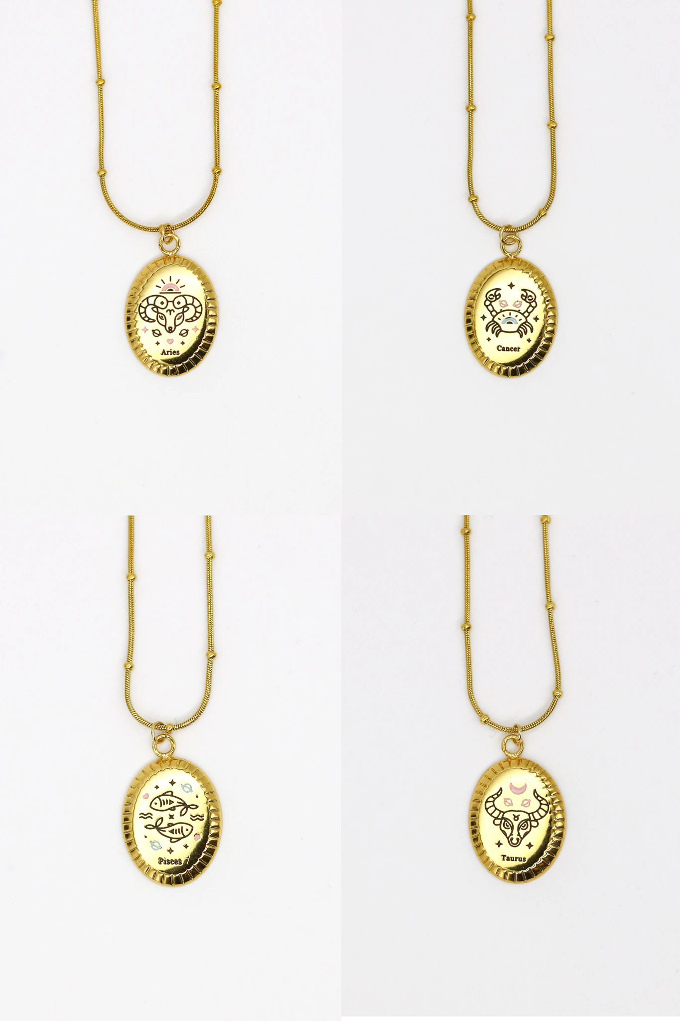 Çelik Sicim Zincirli Burç Kolye,12'li Paket