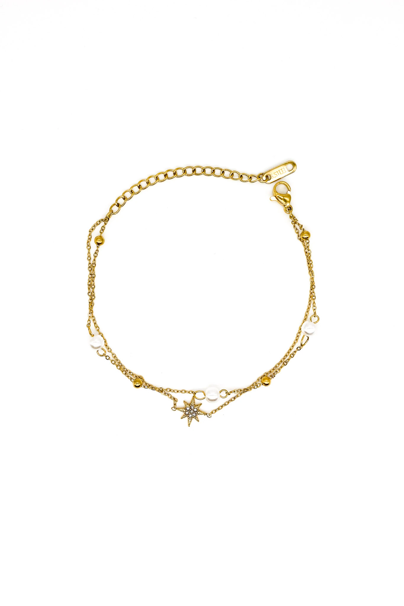 Çelik İncili,Kutup Yıldızlı İkili Kombin Zincir Bileklik