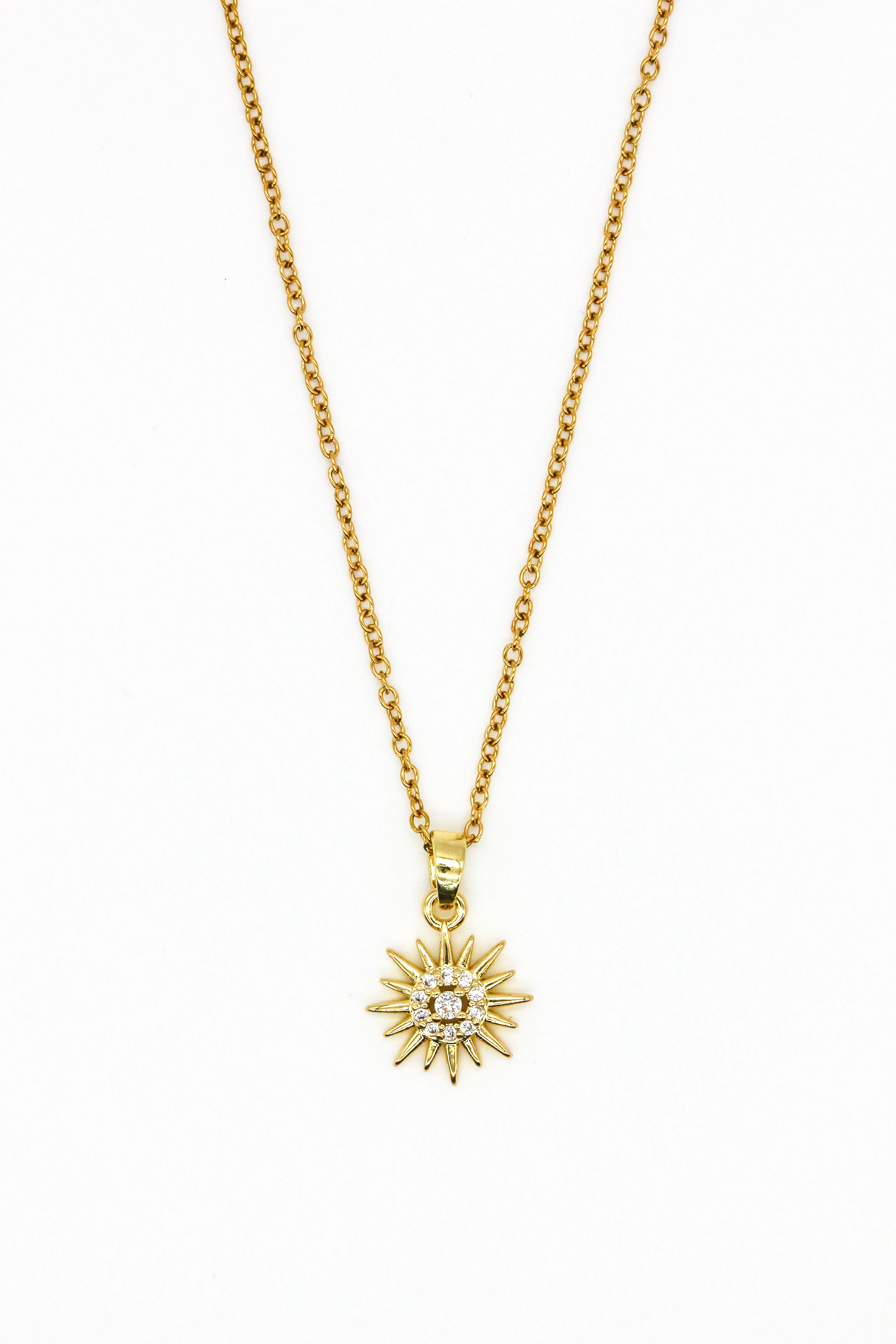 Zincir Kolye,Zirkon Taşlı Güneş