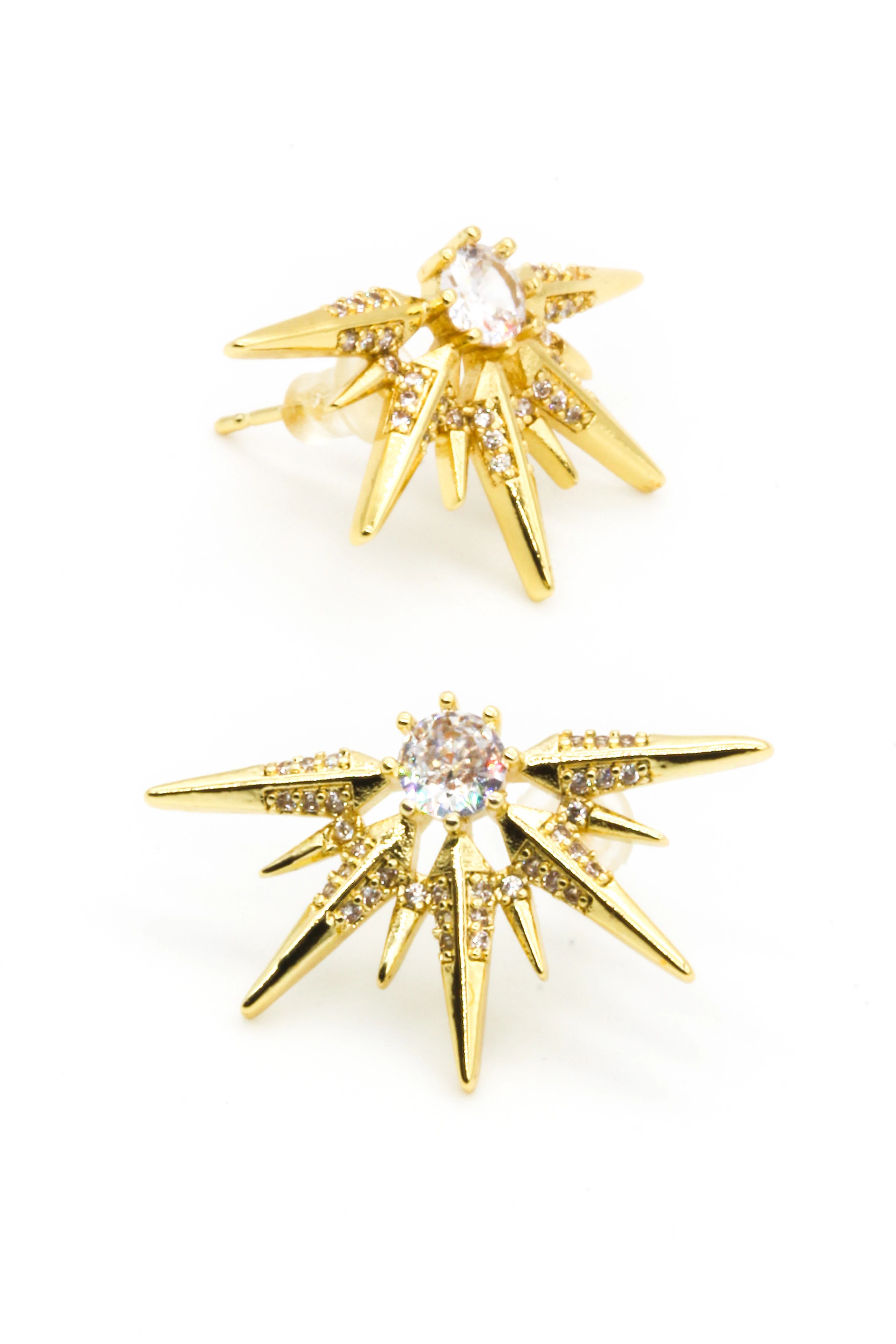 Zirkon Taşlı Yarım Kutup Yıldızlı Çivi Küpe