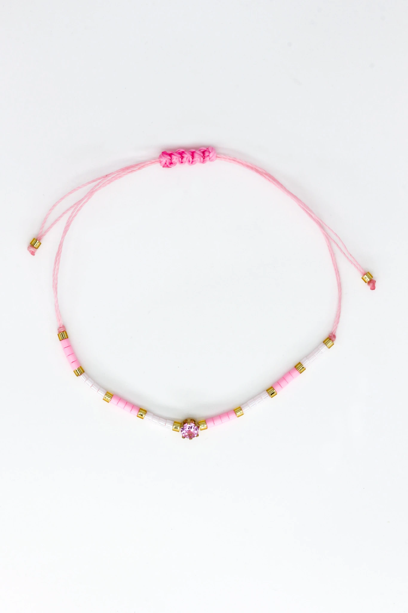 Makrome Pembe İpli Asansör 12li Set Bileklik,Boncuklu,Pembe Tektaşlı