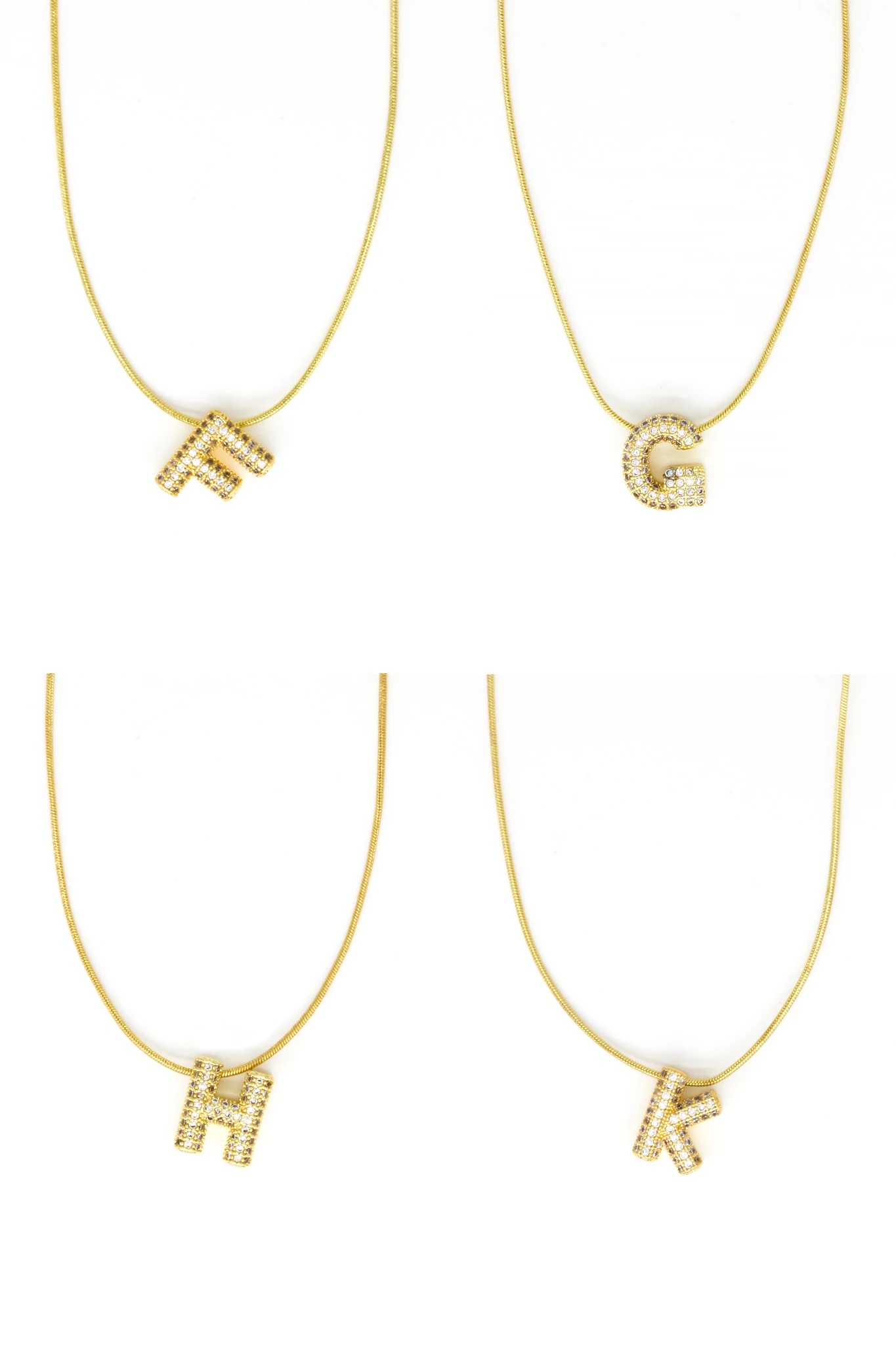 Çelik Zirkon Taşlı Harf Kolye,24 lü Paket