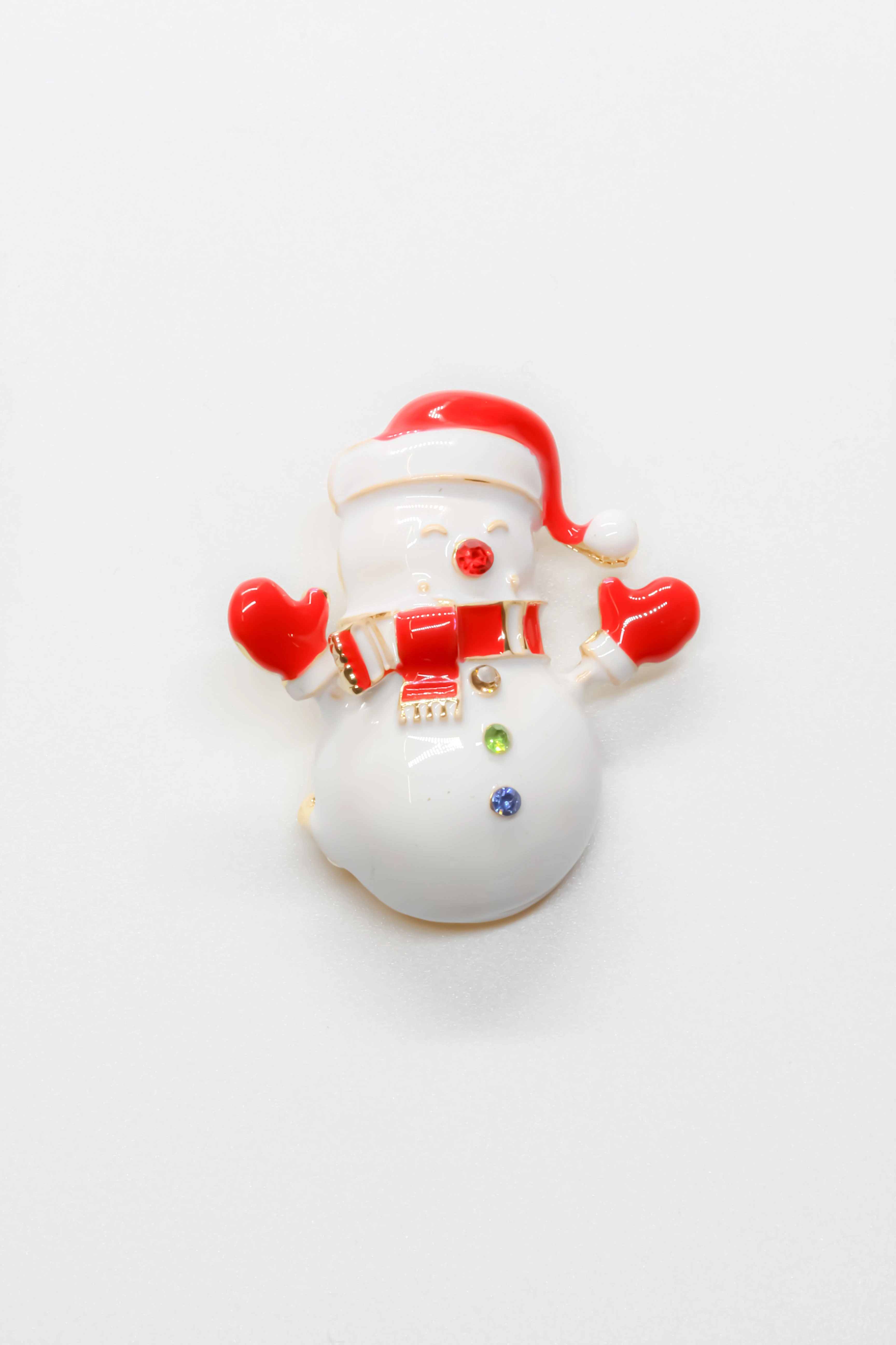 Yılbaşı Broş,Taşlı Kardan Adam Figürlü