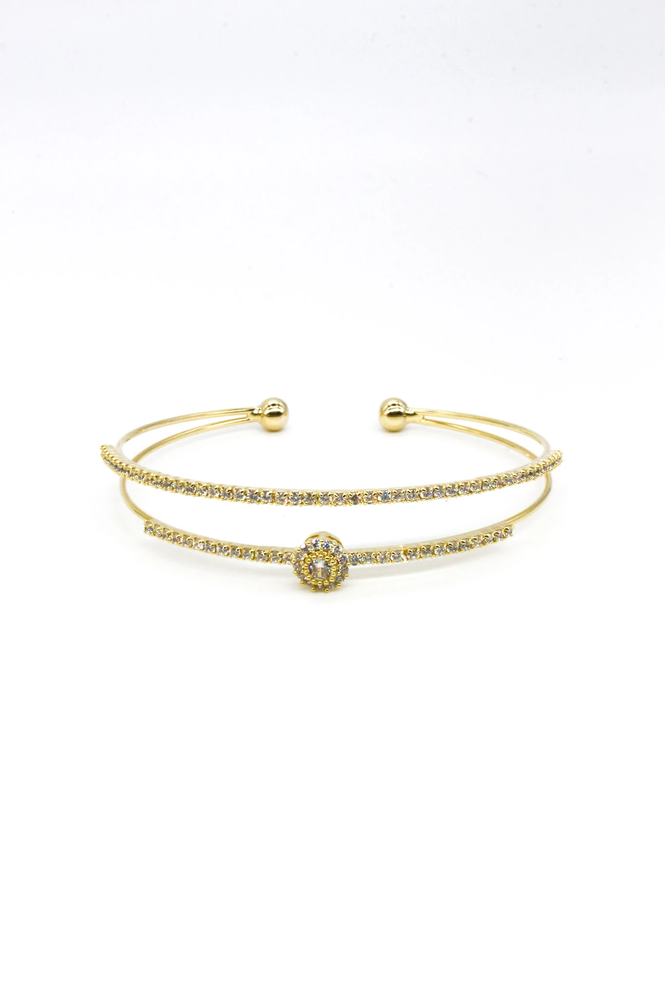 Tel C Kelepçe Bileklik,Tekli Büyük  Oval Taşlı