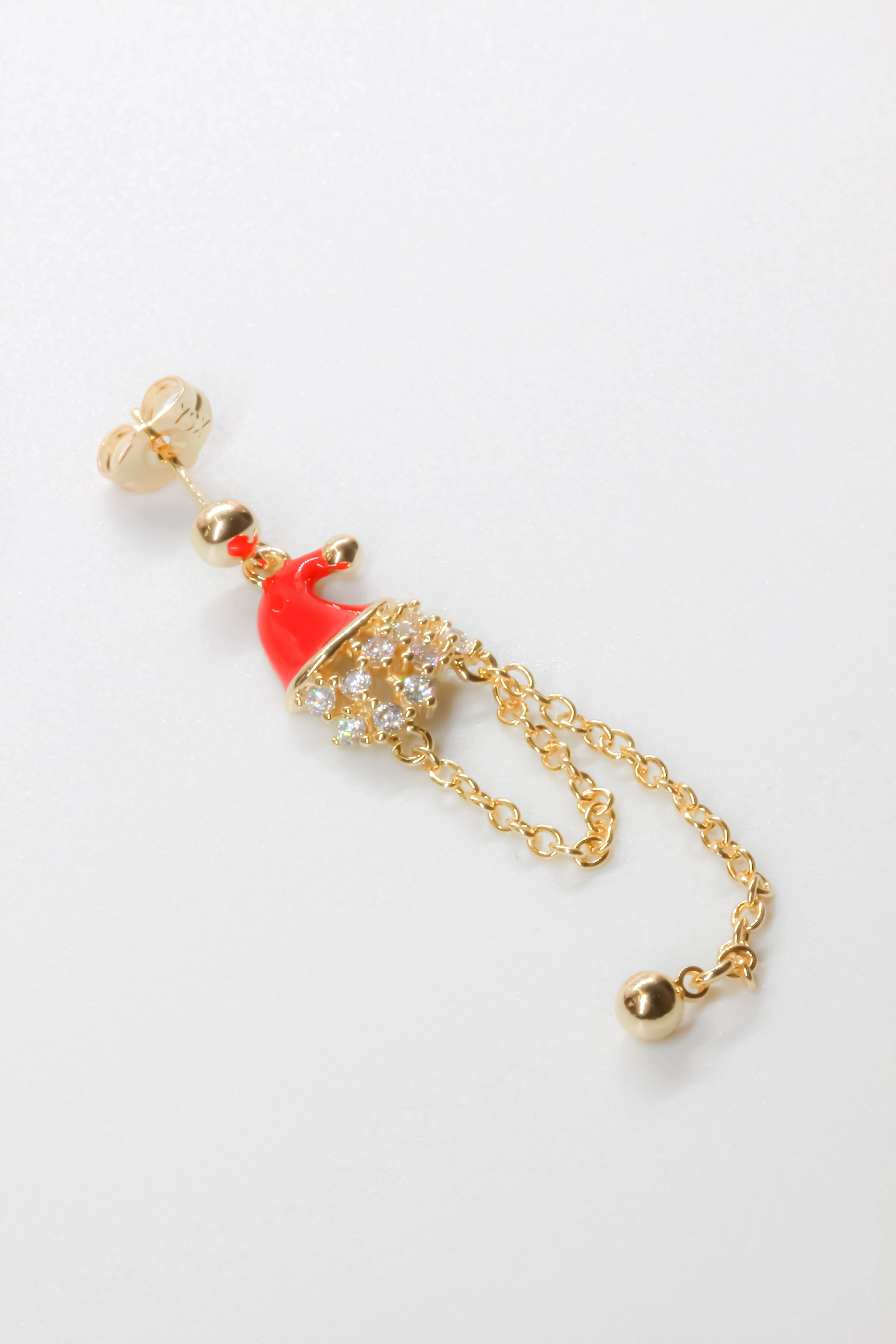 Zirkon Taşlı Üçlü Yılbaşı Set Küpe,Mineli Şapka,Yıldız,Kutu Figürlü