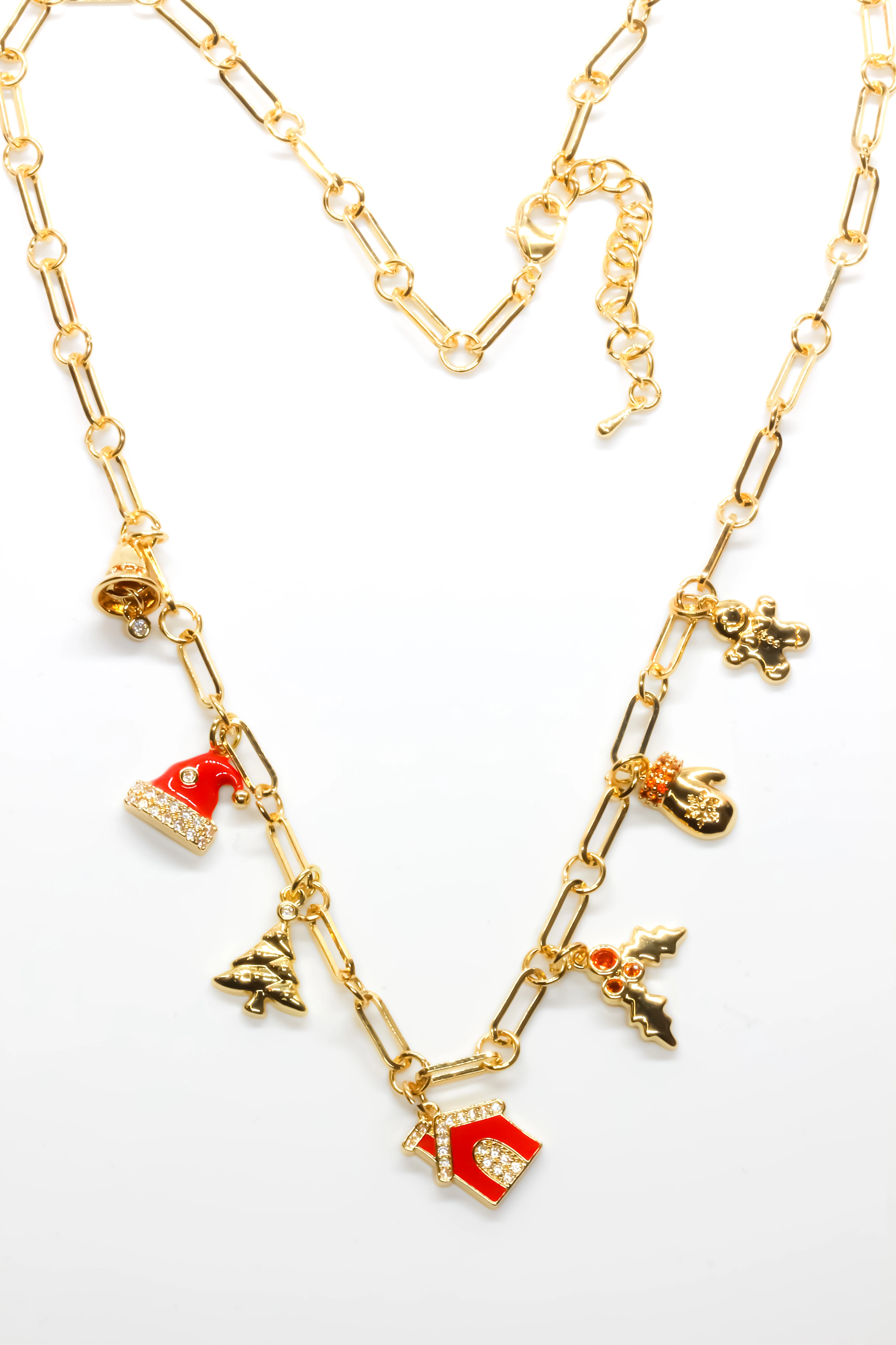 Yılbaşı Charm Kolye,Taşlı Mineli Ev Figürlü