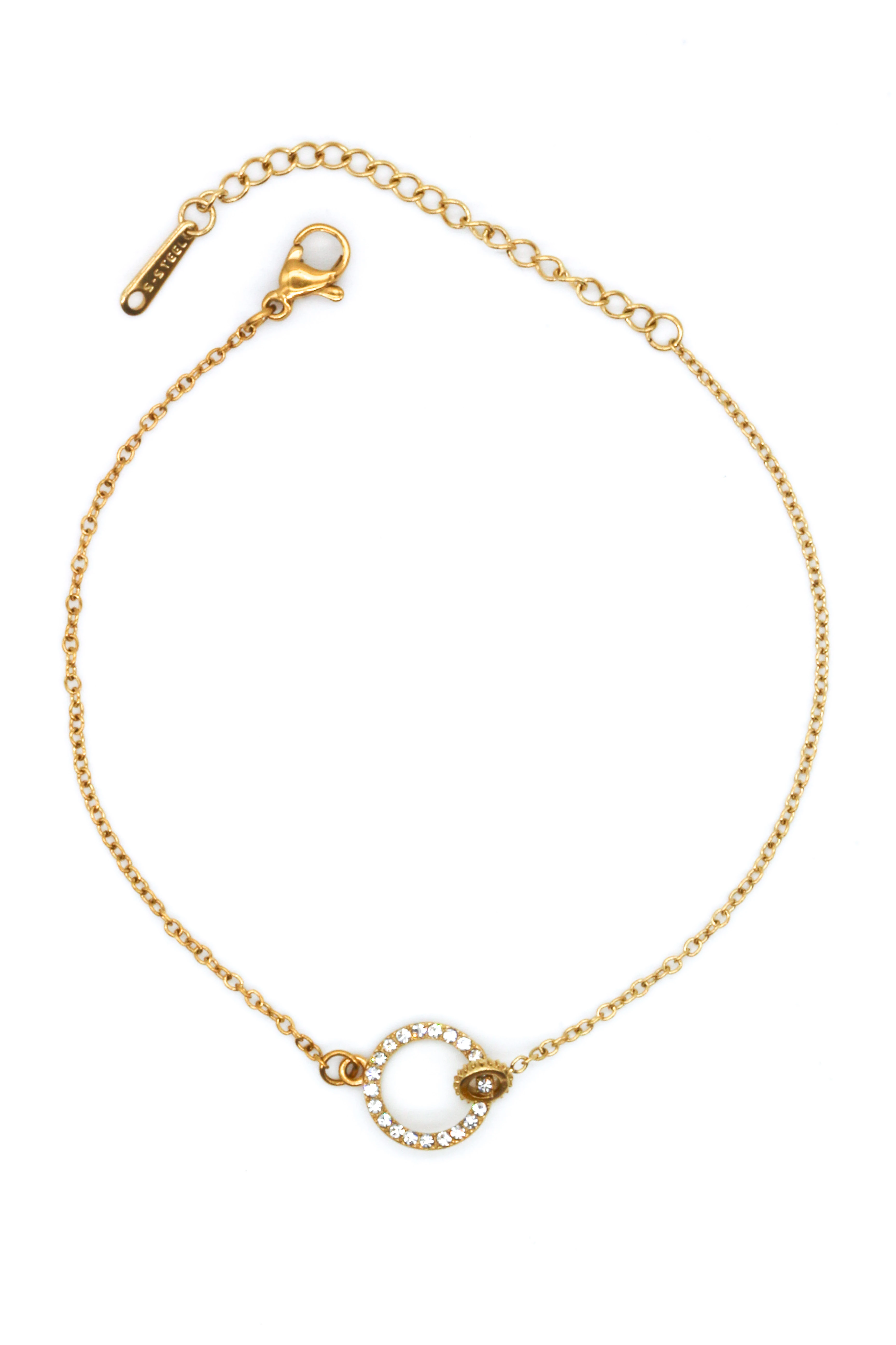 Çelik Zincir Bileklik,Taşlı Halkalı