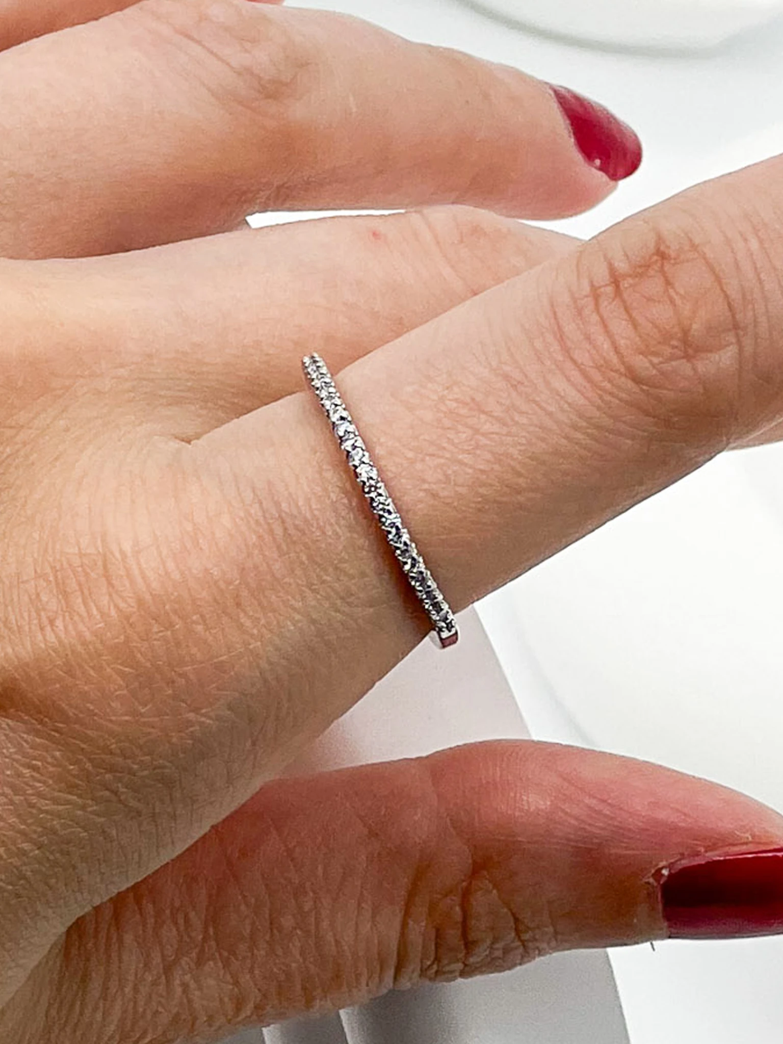 Ayarlanabilir Yüzük,İnce Mini Sıralı Zirkon Taşlı - Silver