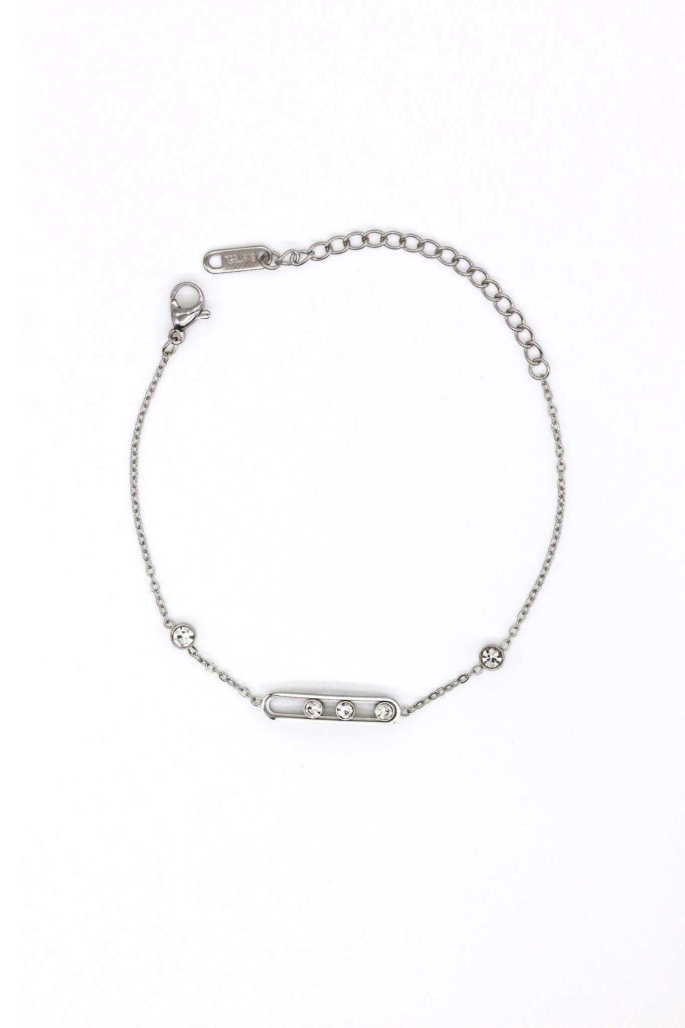 Çelik Taşlı Ataç Model Bileklik - Silver