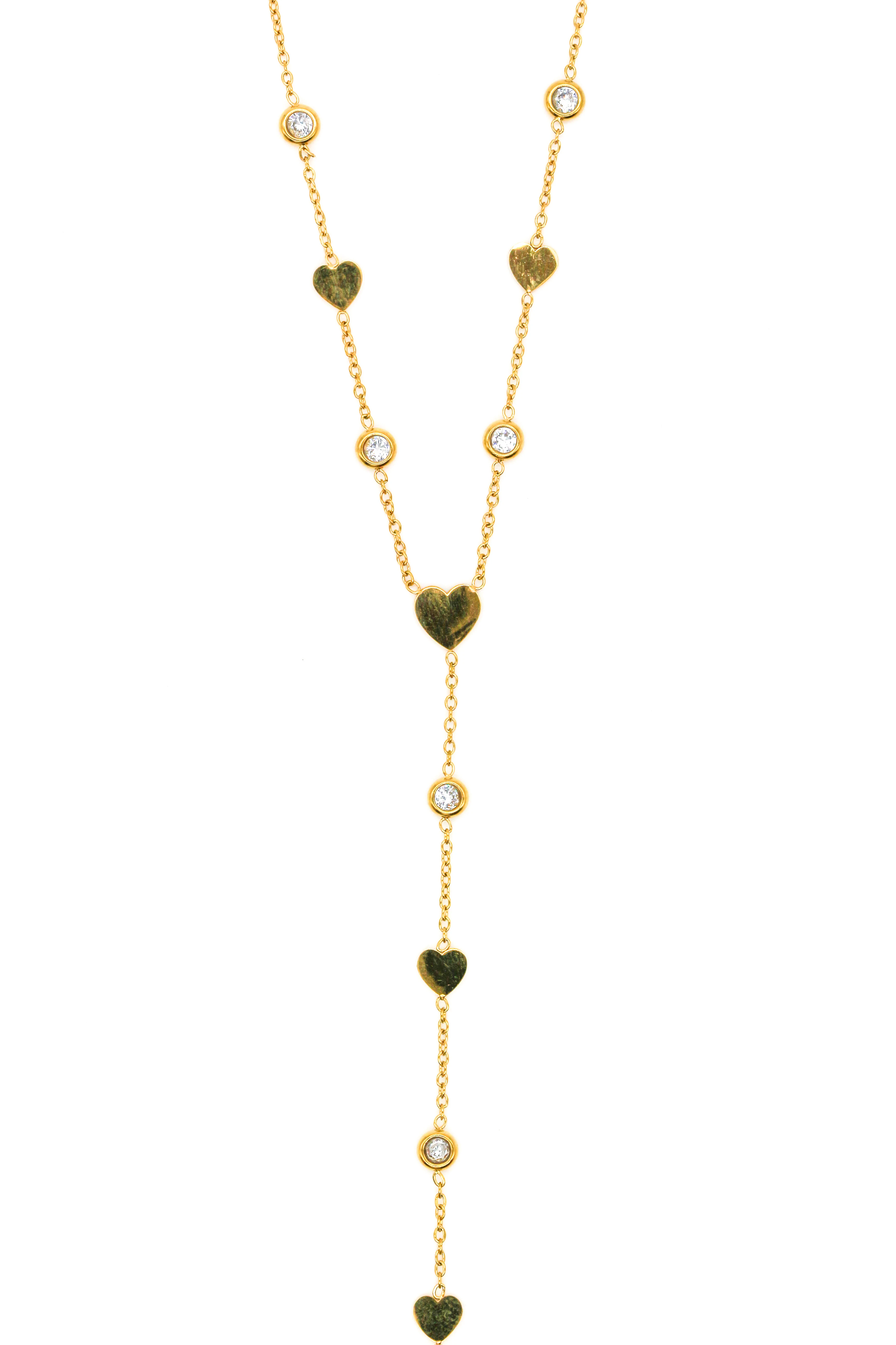 Çelik Y Kolye,Dorika Boncuklu Kalpli