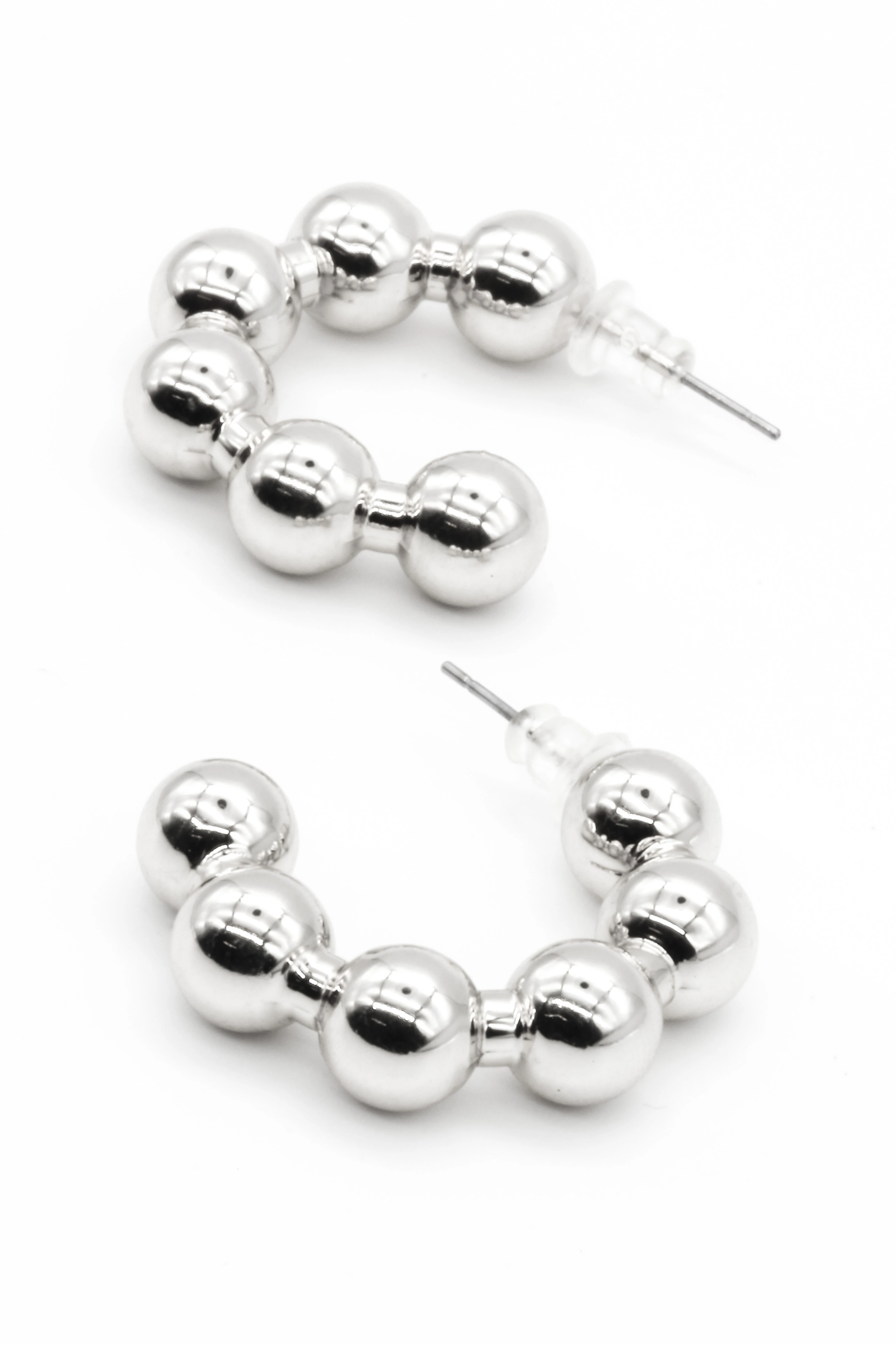 Topcuklu Yarım Halka Küpe - Silver