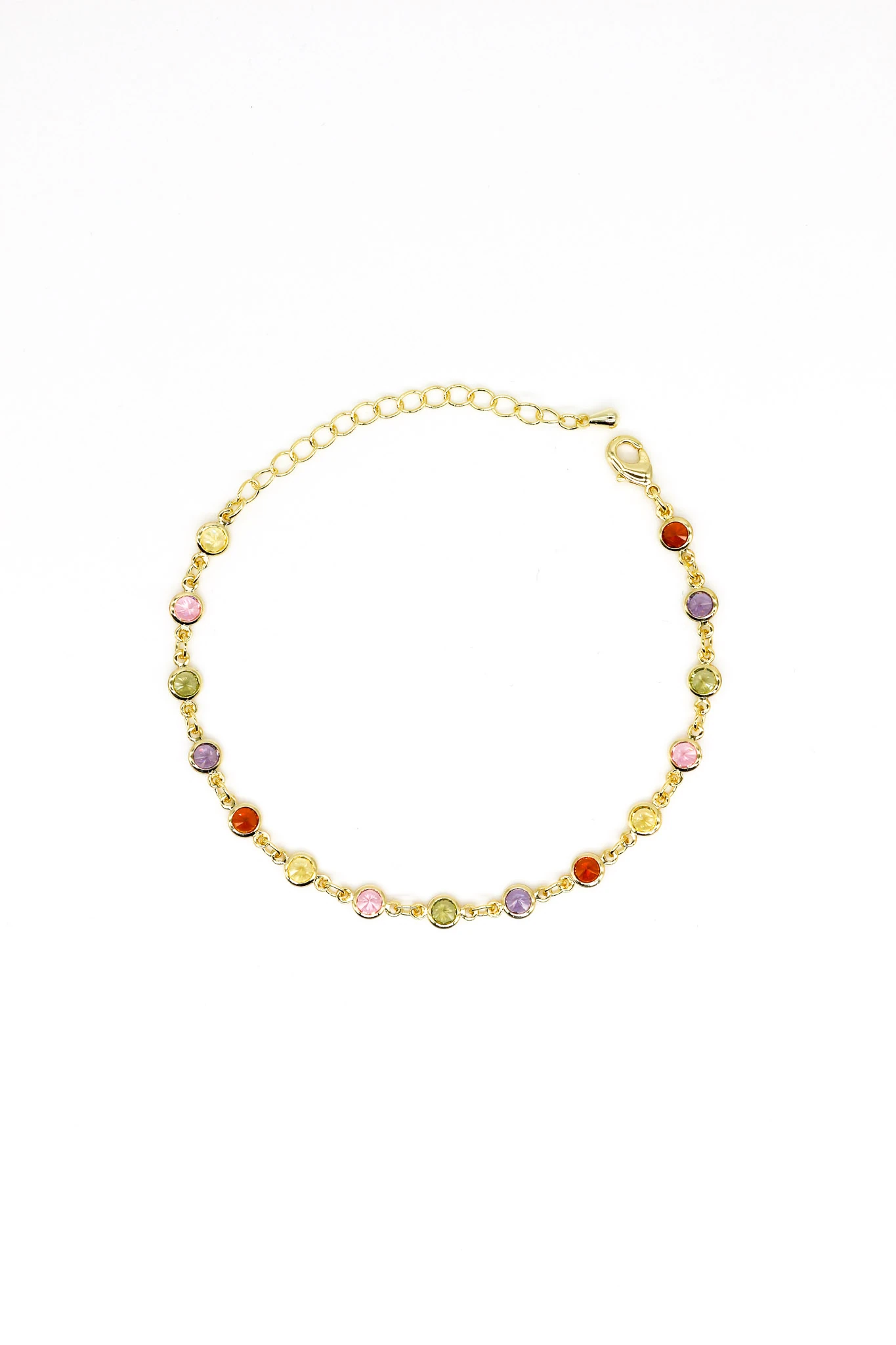 Renkli Oval Taşlı Aralıklı Suyolu Bileklik