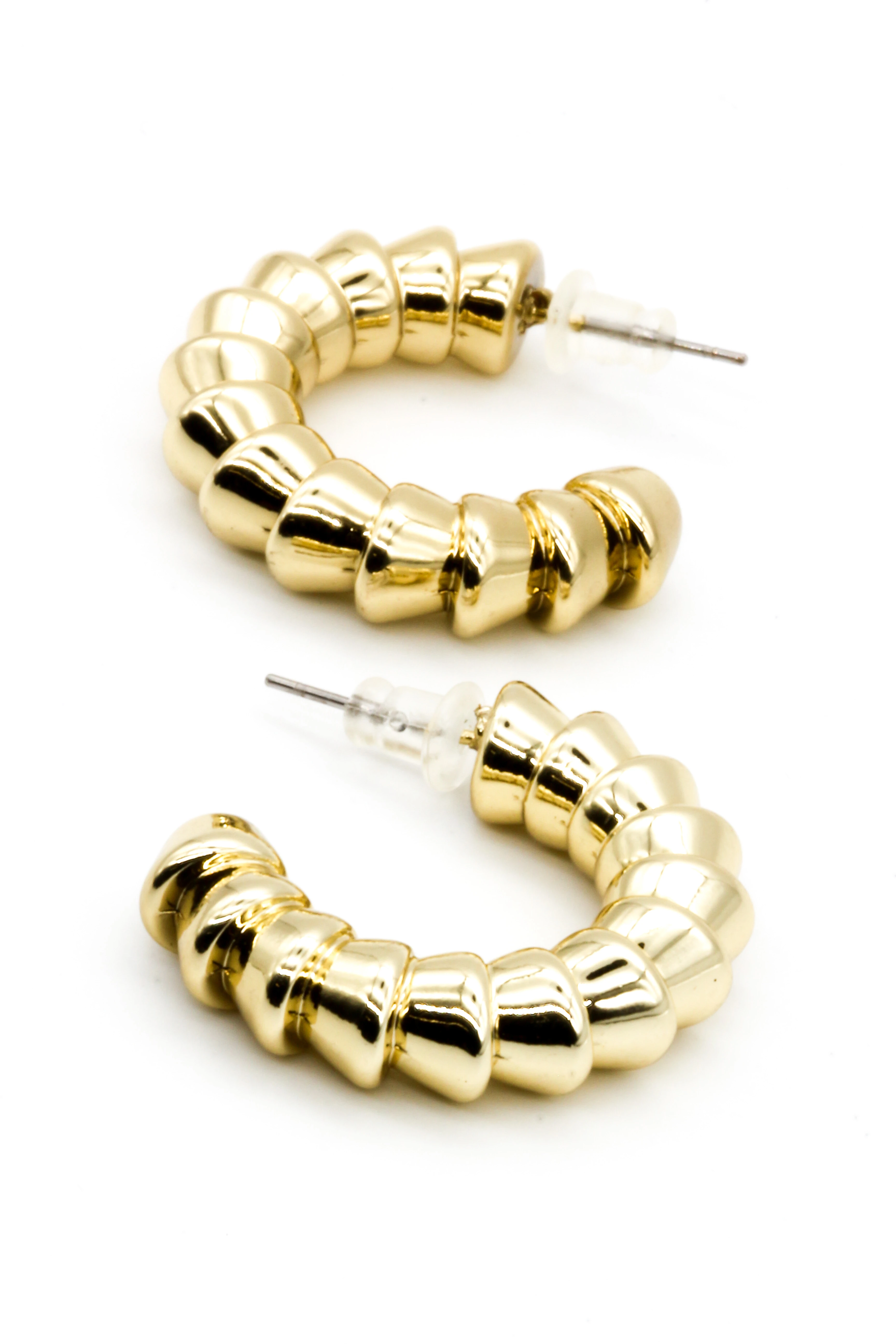 Spiral Yarım Halka Küpe - Gold