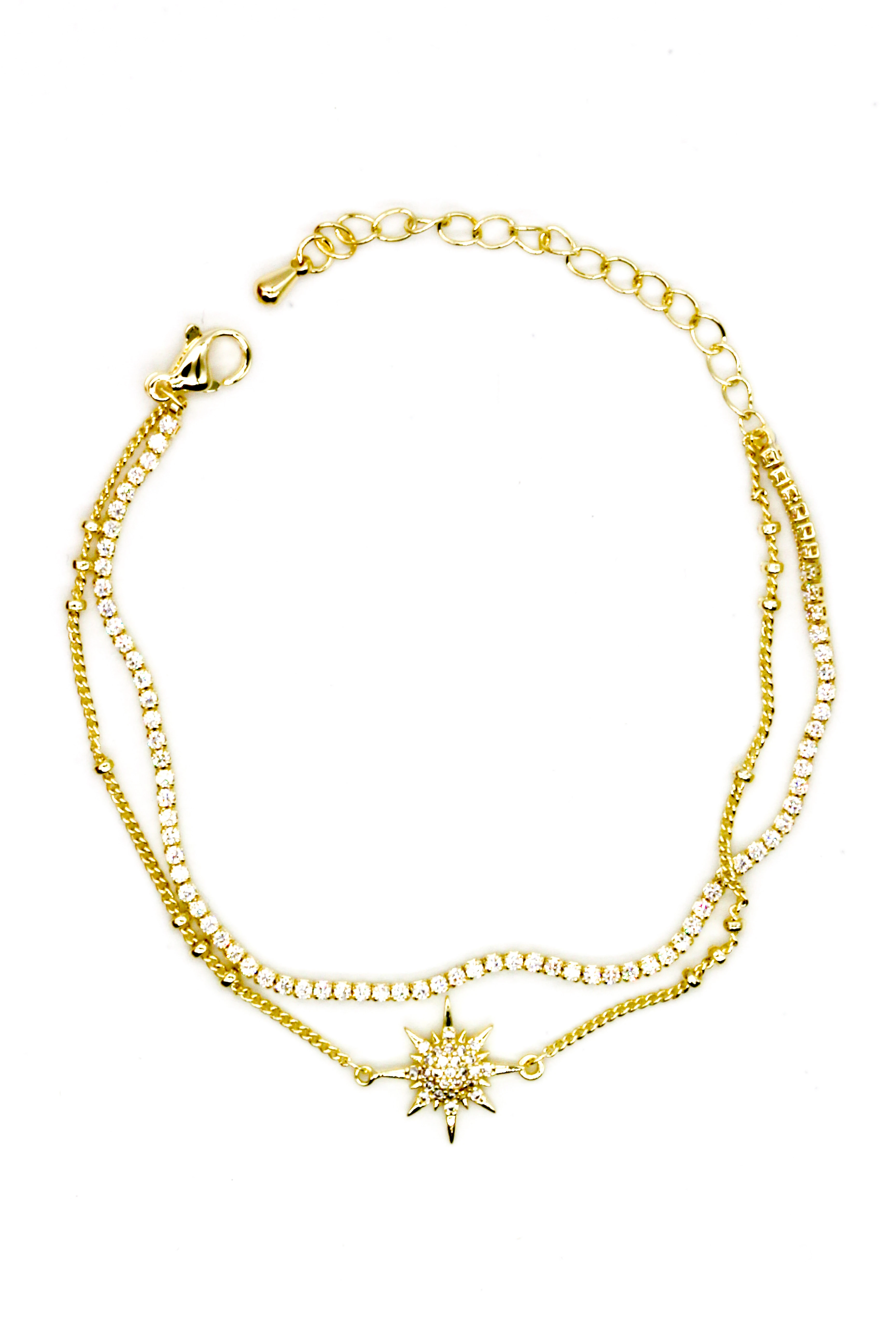 Zirkon Taşlı Suyolu Kombin Bileklik,Kutup Yıldızlı