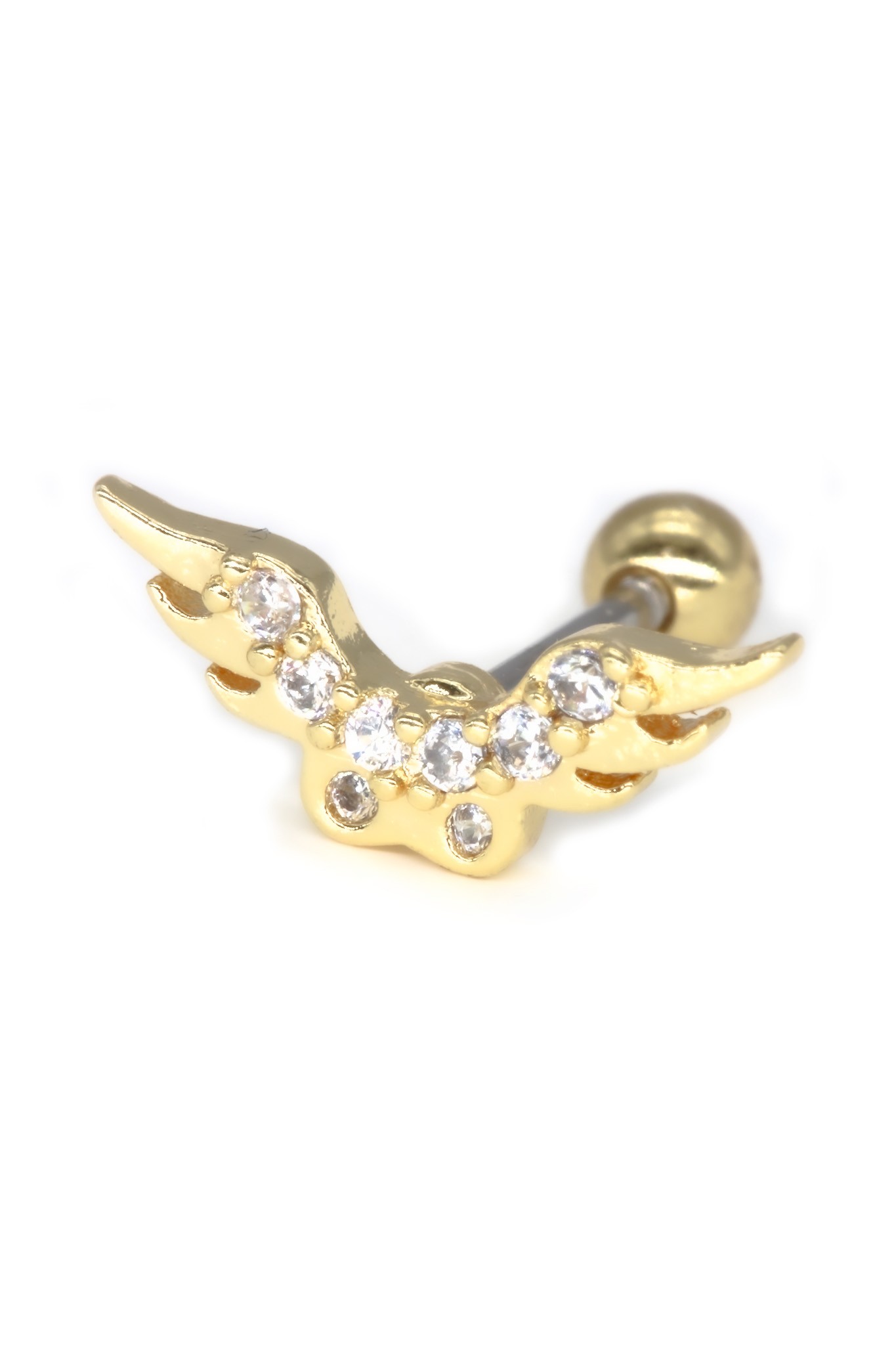 Zirkon Taşlı Tragus Küpe,Kanat Figürlü