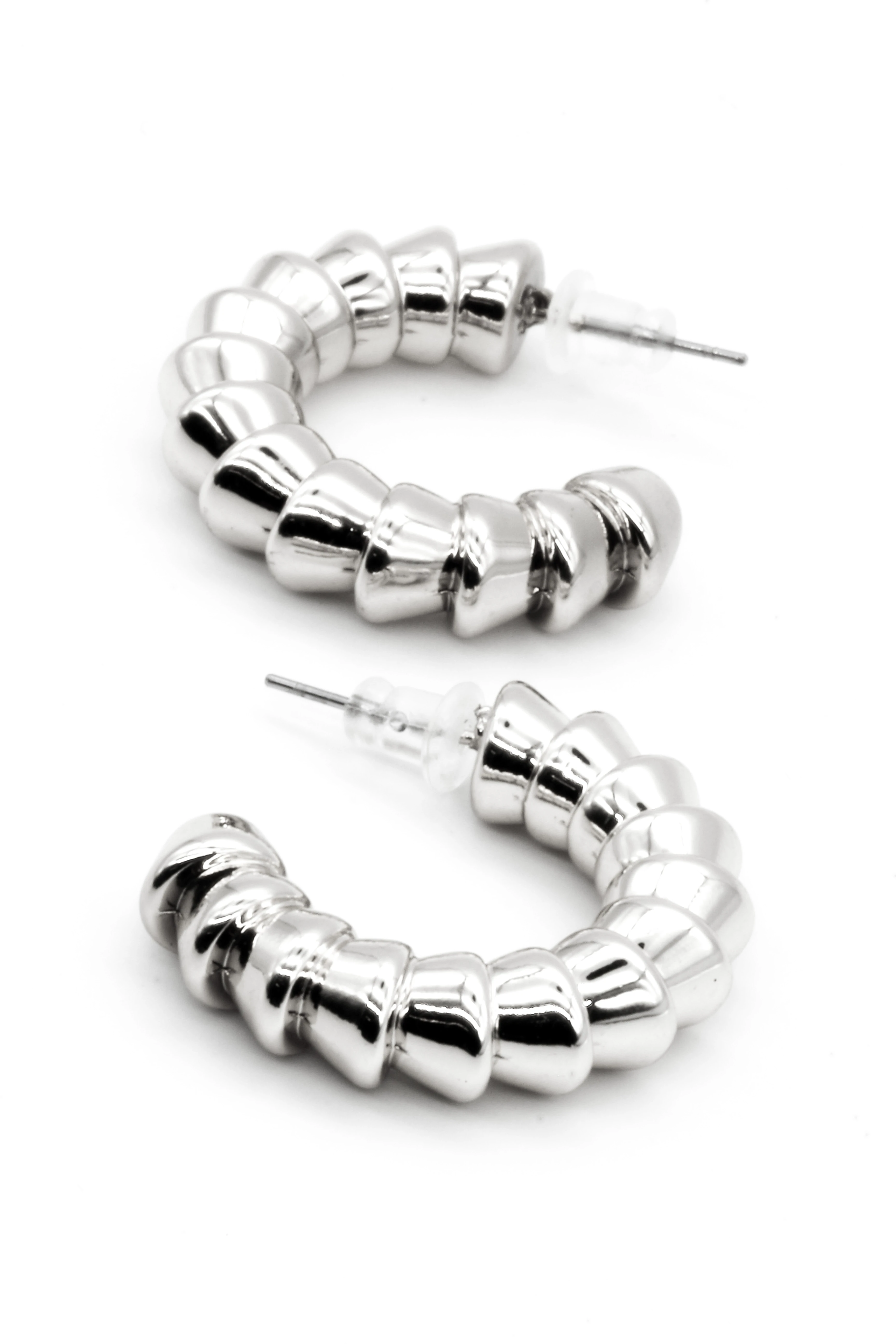 Spiral Yarım Halka Küpe - Silver