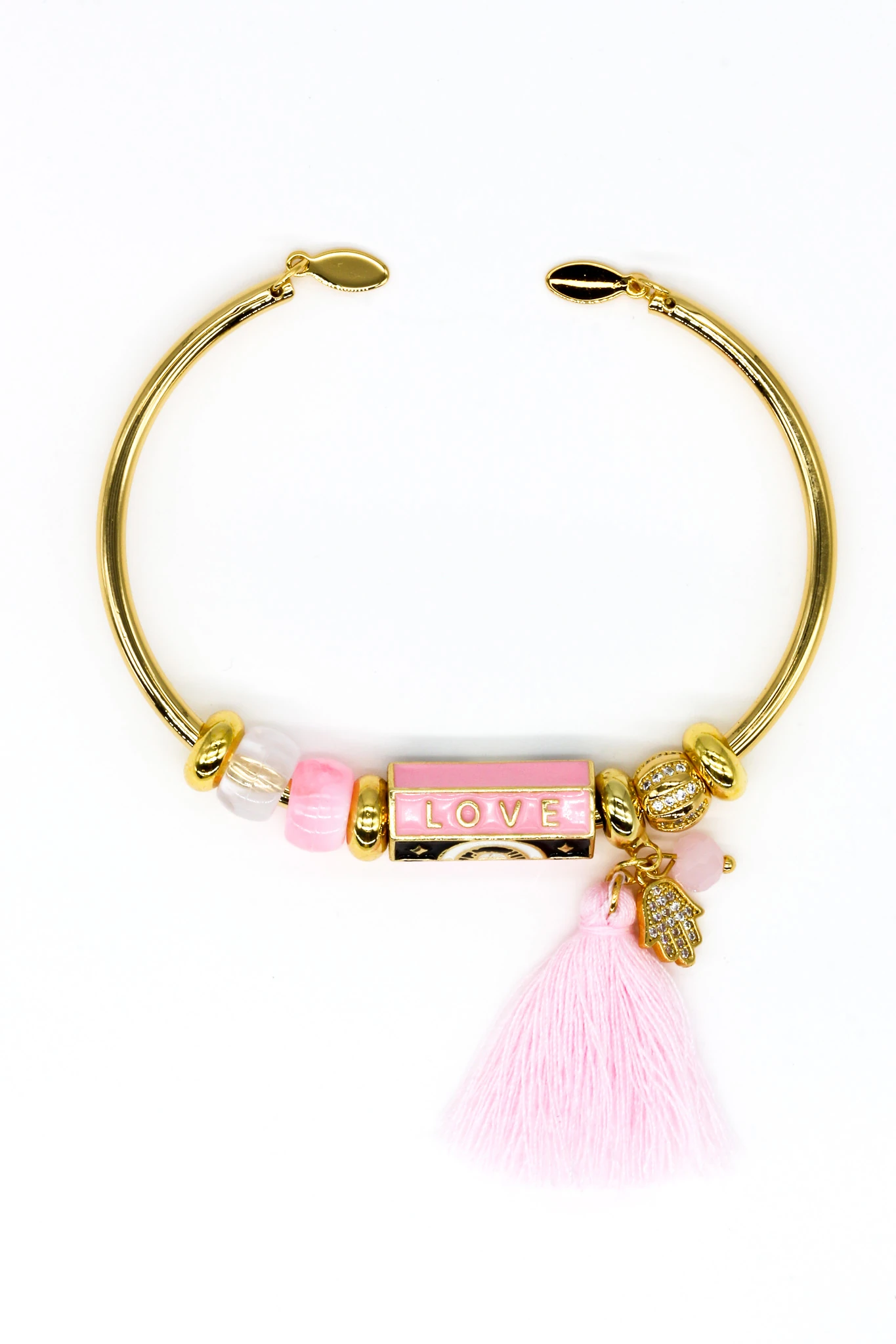 Kelepçe Charm Bileklik,Pembe Püsküllü,Pembe,Love