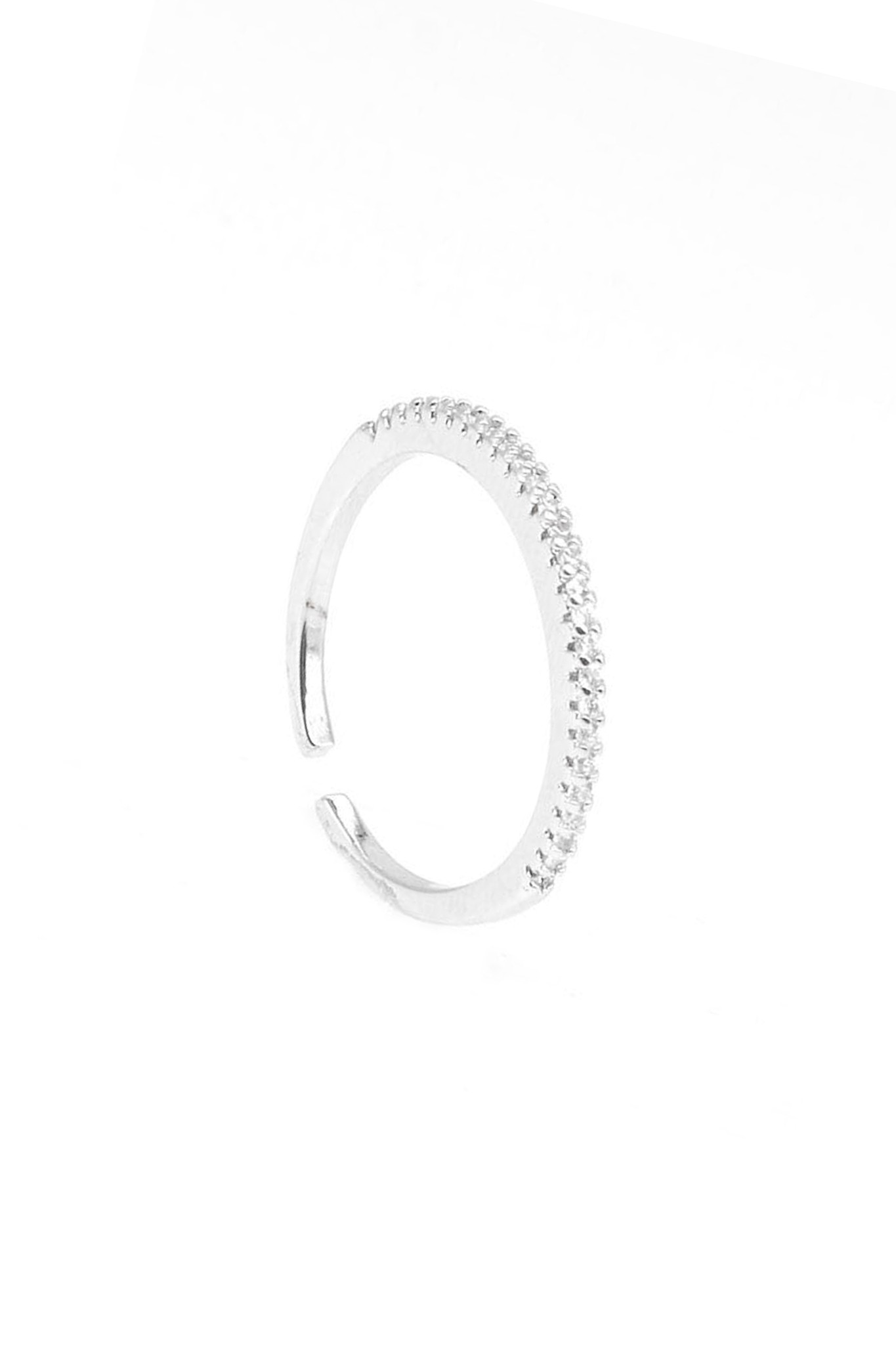 Ayarlanabilir Yüzük,İnce Mini Sıralı Zirkon Taşlı - silver