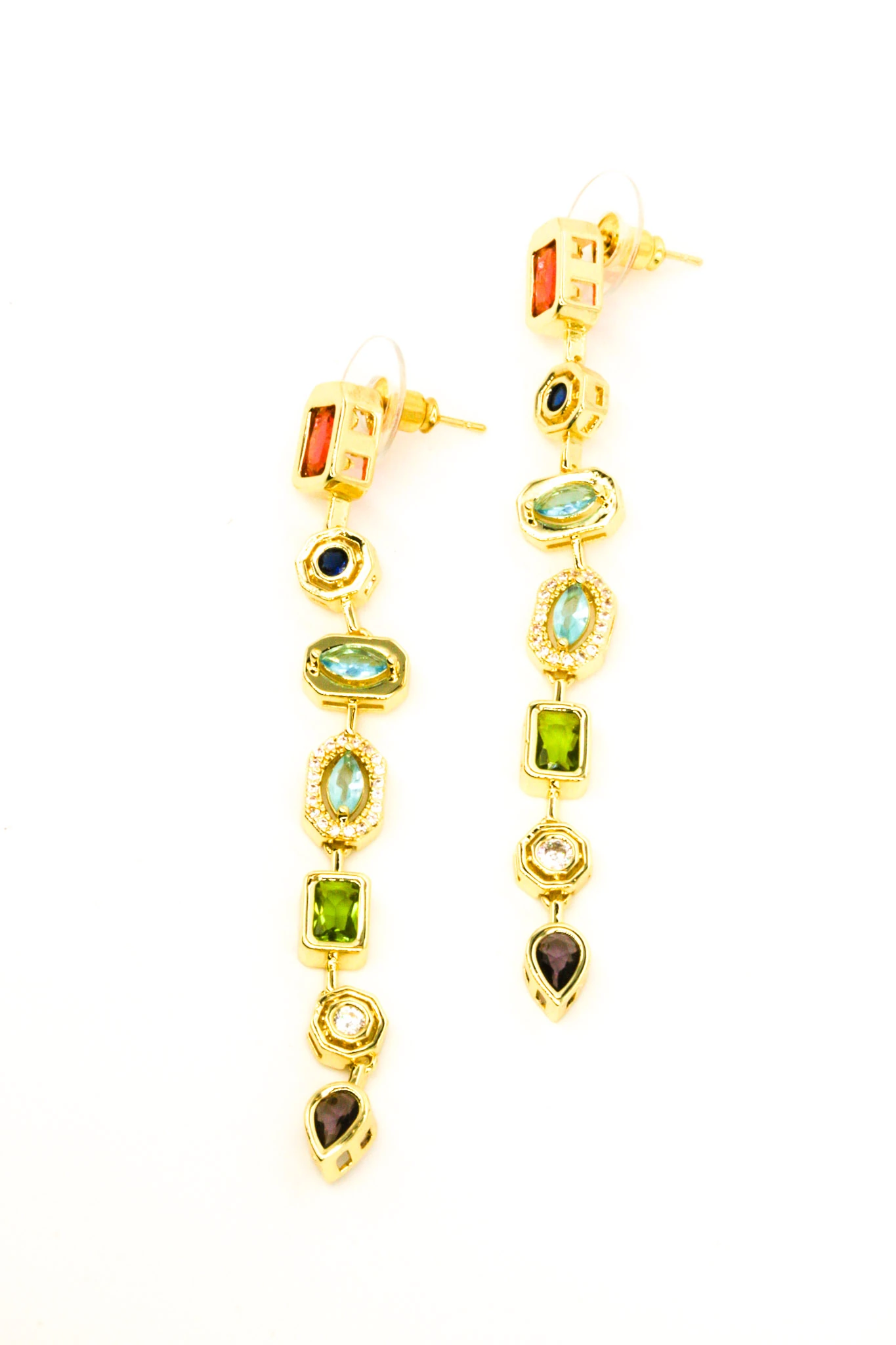 Yedi Element Küpe,Renkli Taşlı