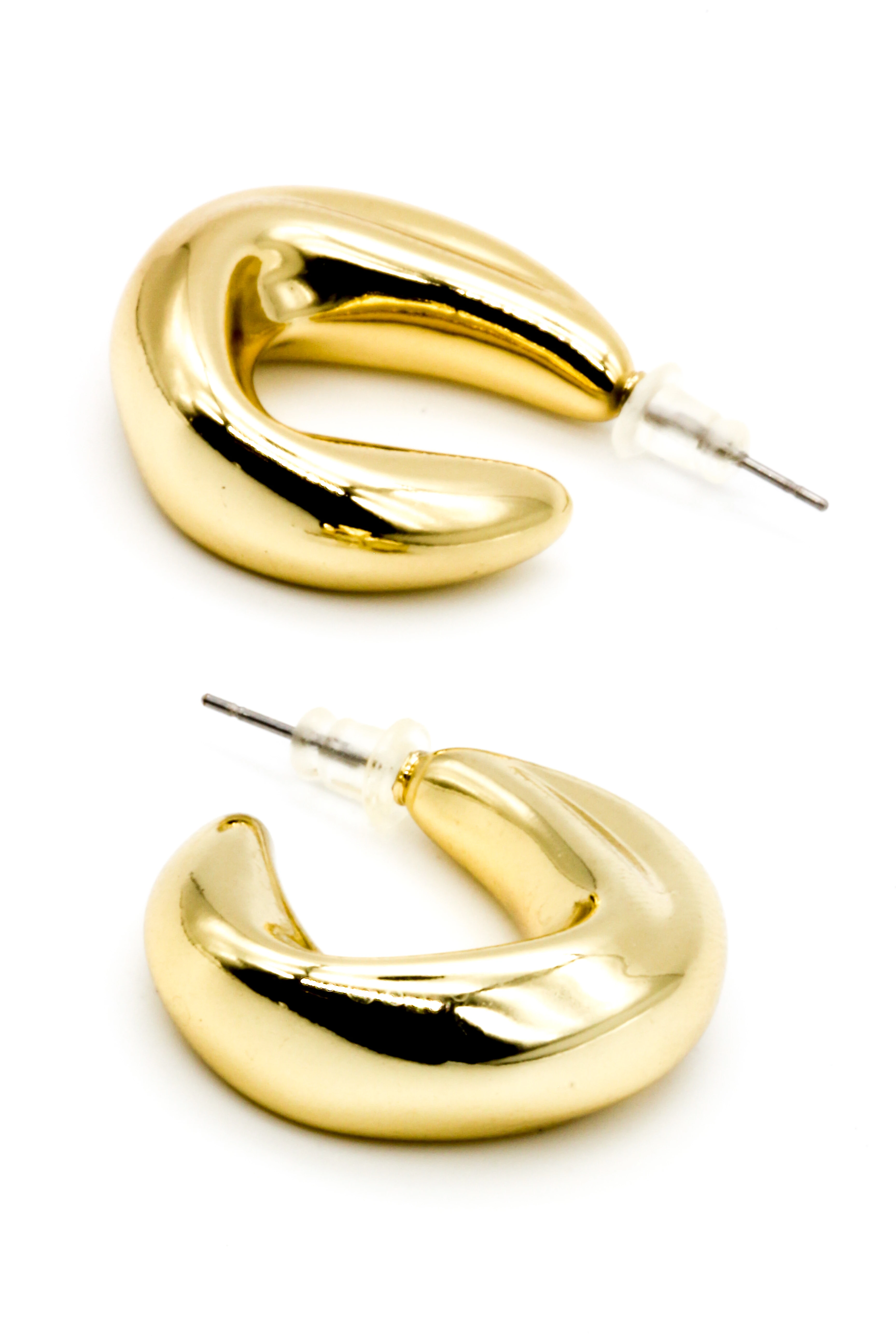 Kalın Oval U Halka Küpe - Gold